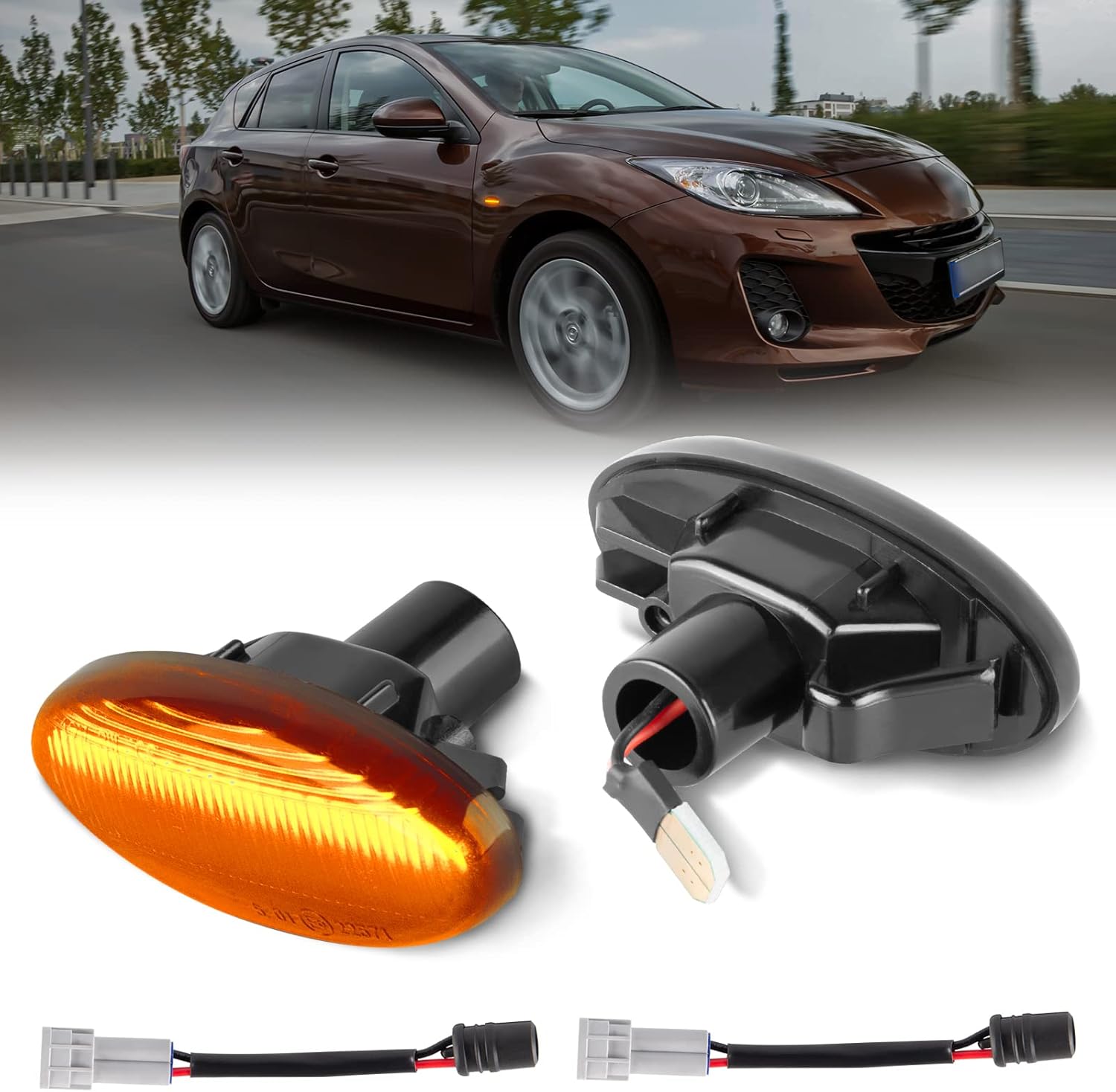 POPMOTORZ 2PCS LED Side Marker Lights Front Fender Turn