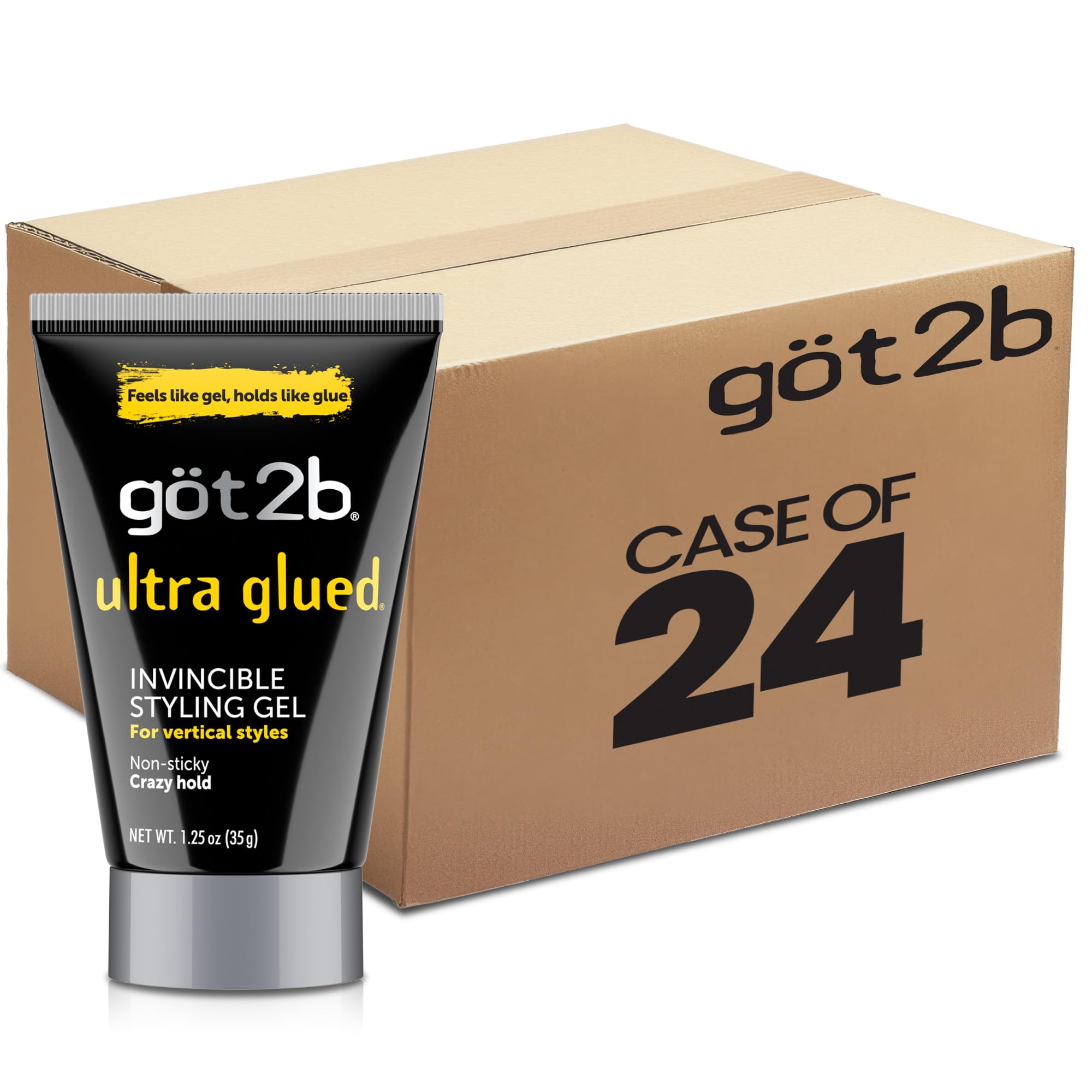 Got2b Glued Travel-Size Spiking Hair Gel, Strong Hold for On-the-Go Styling, Mini 1.25 oz Tubes, Ultra, (Pack of 24) Unscented