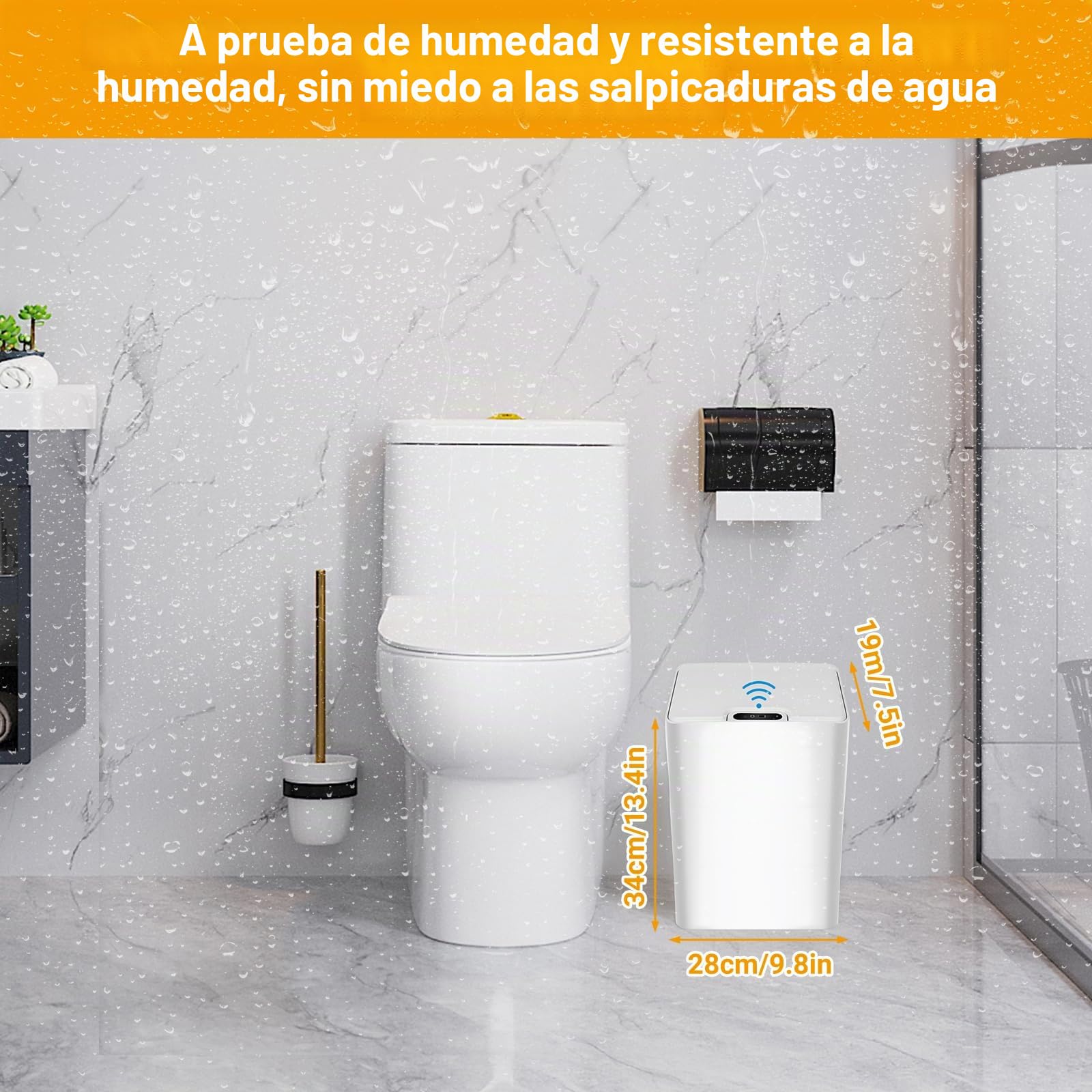 15L Papelera Inteligente con Sensor Recargable Cubo Automático,Papelera de baño con Sensor Inteligente,IPX5 impermeable para Cocina Salón y Baño Contenedor Doméstico Silencioso