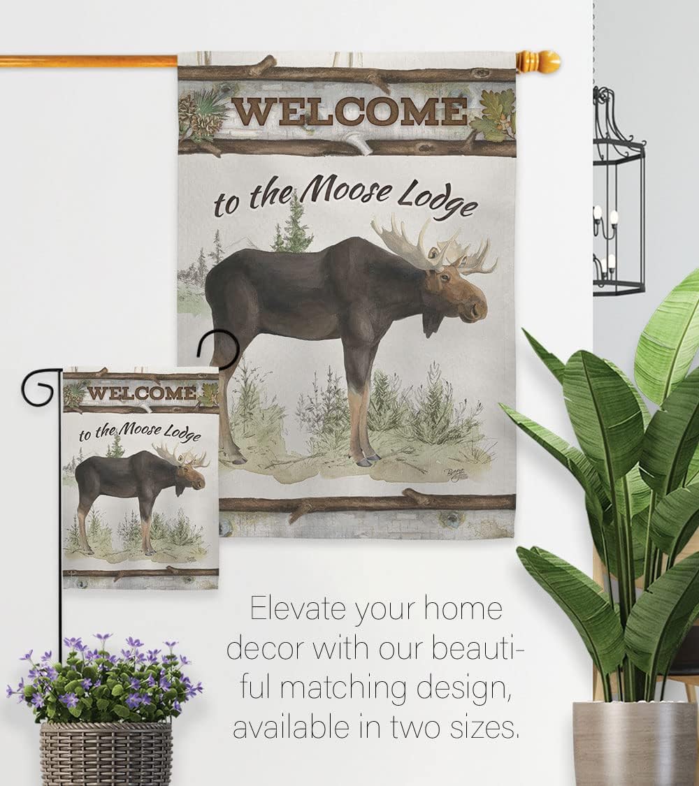 Breeze Decor G160104 The Moose Lodge Nature Wildlife Impressions Decorative Vertical Garden Flag 13" x 18.5" Printed In USA Multi-Color