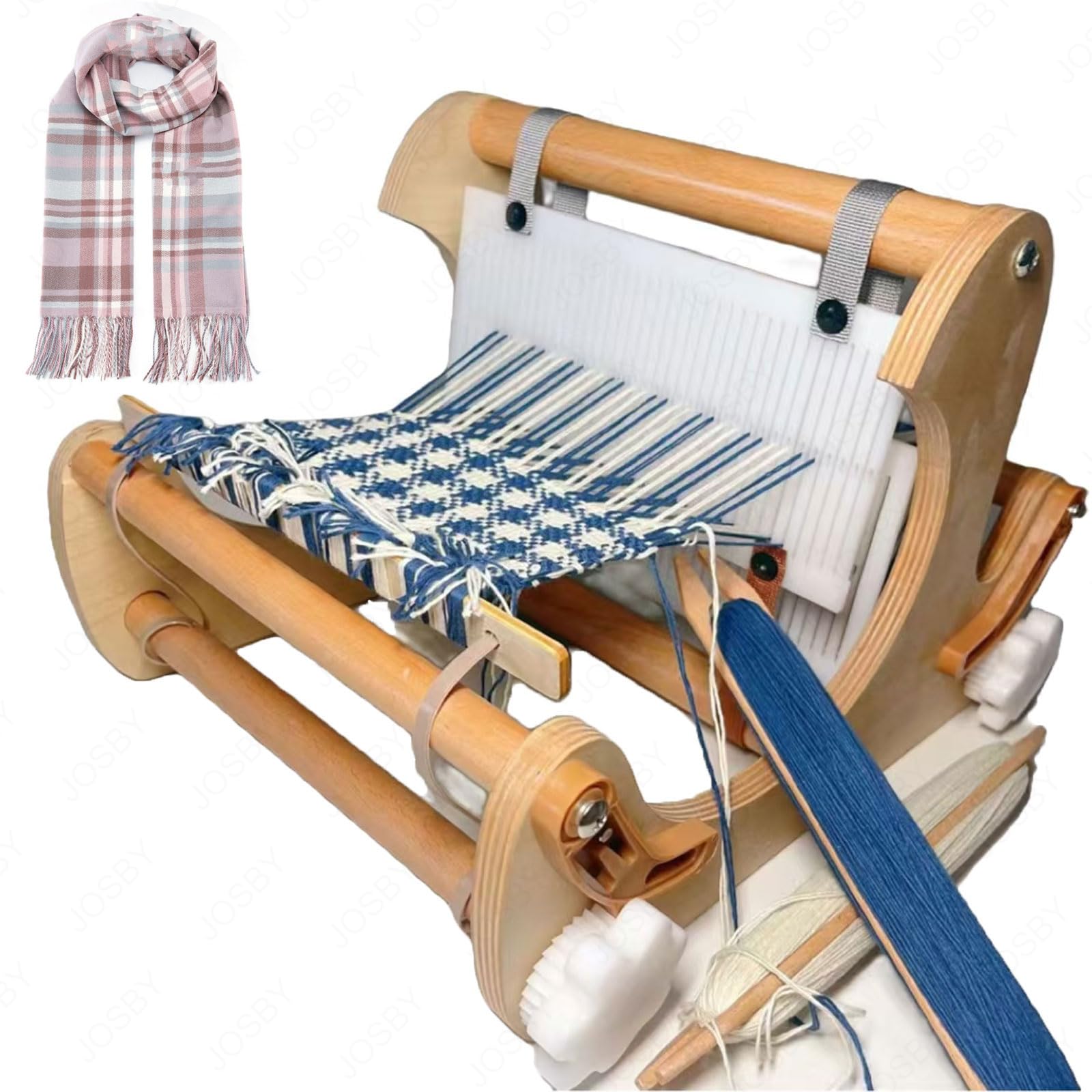 JOSBY Mini-Handstrickwebmaschine, Tisch-Webstuhl-Set aus Holz, Webbreite 15 cm, DIY-Multi-Craft-Handstrickwebmaschine, Webrahmen-Webstuhl, für Untersetzer, Tischsets, Stofftaschen