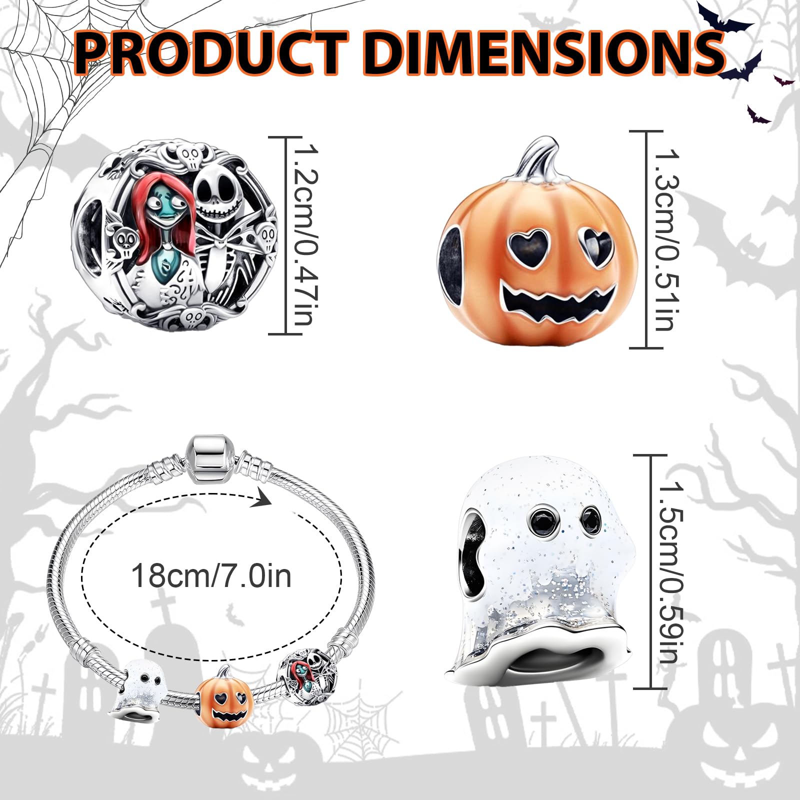 Halloween Charms Halloween Luminoso Colgante con Calabaza Cráneo Fantasmas Charms para Pulsera y Collar Joyas Regalo para Mujer