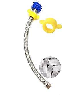 Klabb 12 Inch Toilet Supply Line Extension, 3/8” Female Compression x 7/8” Female Ballcock Thread, Flexible Toilet Connector Hose with Installation Wrench