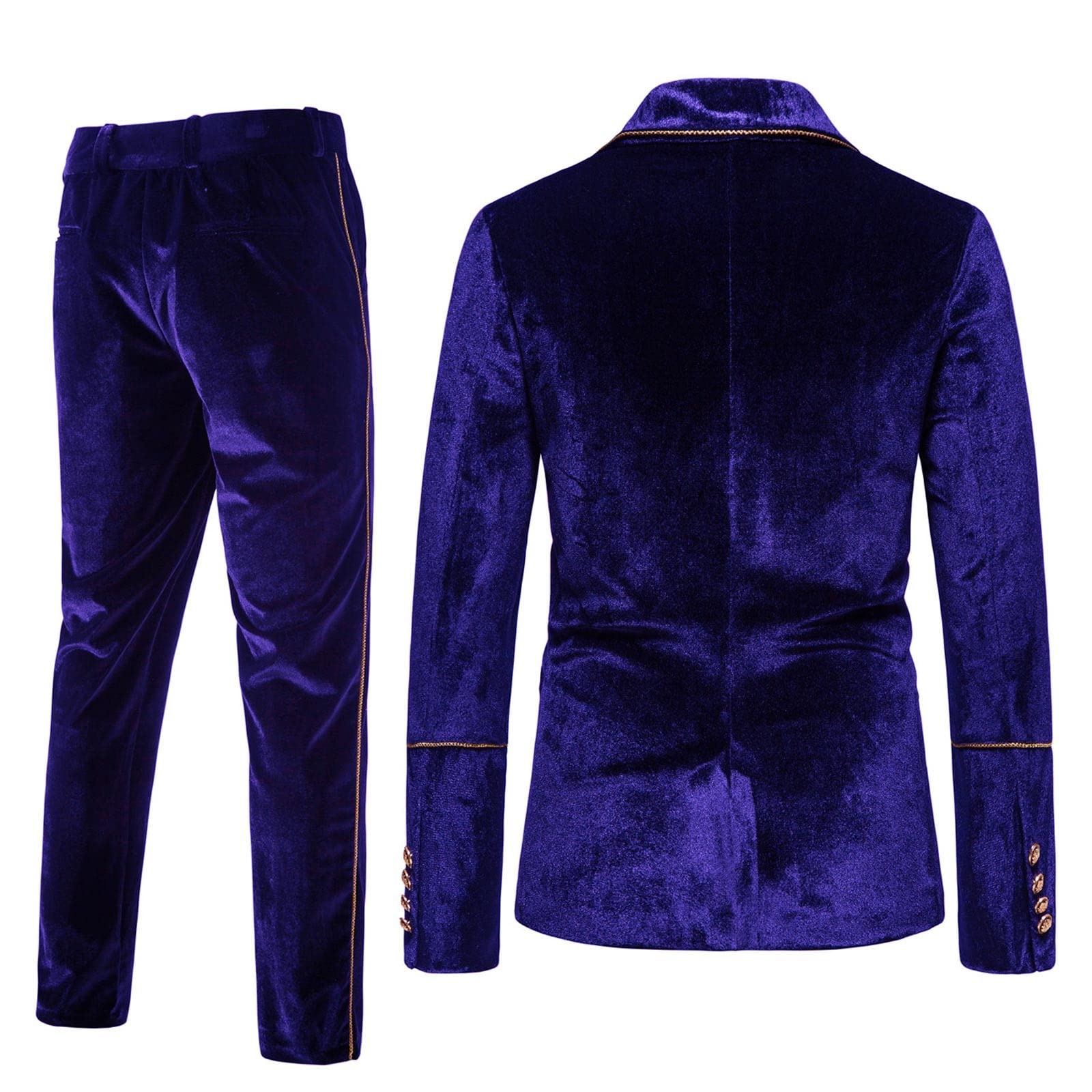 Generisch Tuta da uomo in velluto, elegante e casual, set da due pezzi, blazer smoking, slim fit, giacca e pantaloni da uomo, per cena, matrimonio