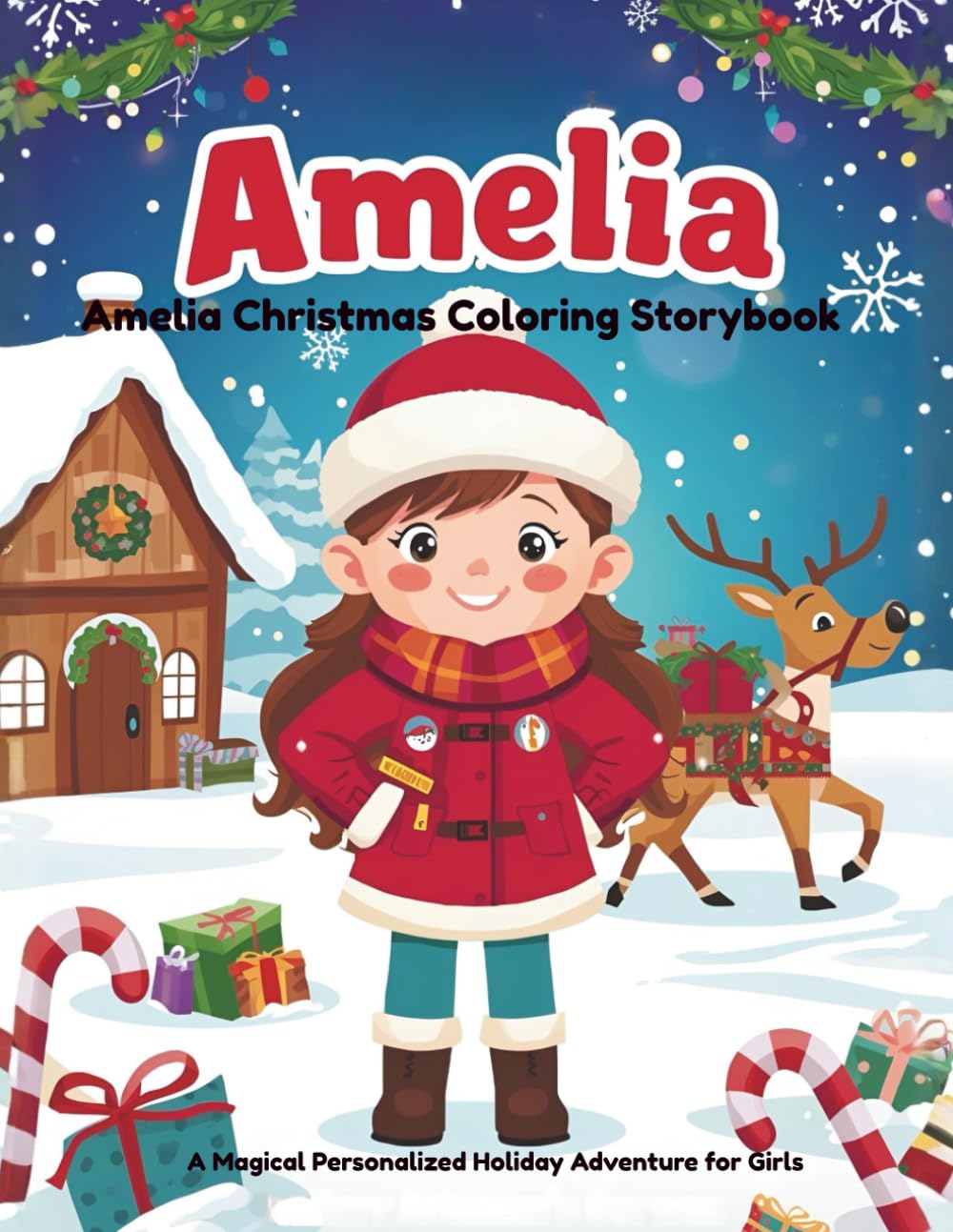 Amelia Christmas Coloring Storybook: A Magical Personalized Holiday Adventure for Girls (My Very Own Christmas Book)