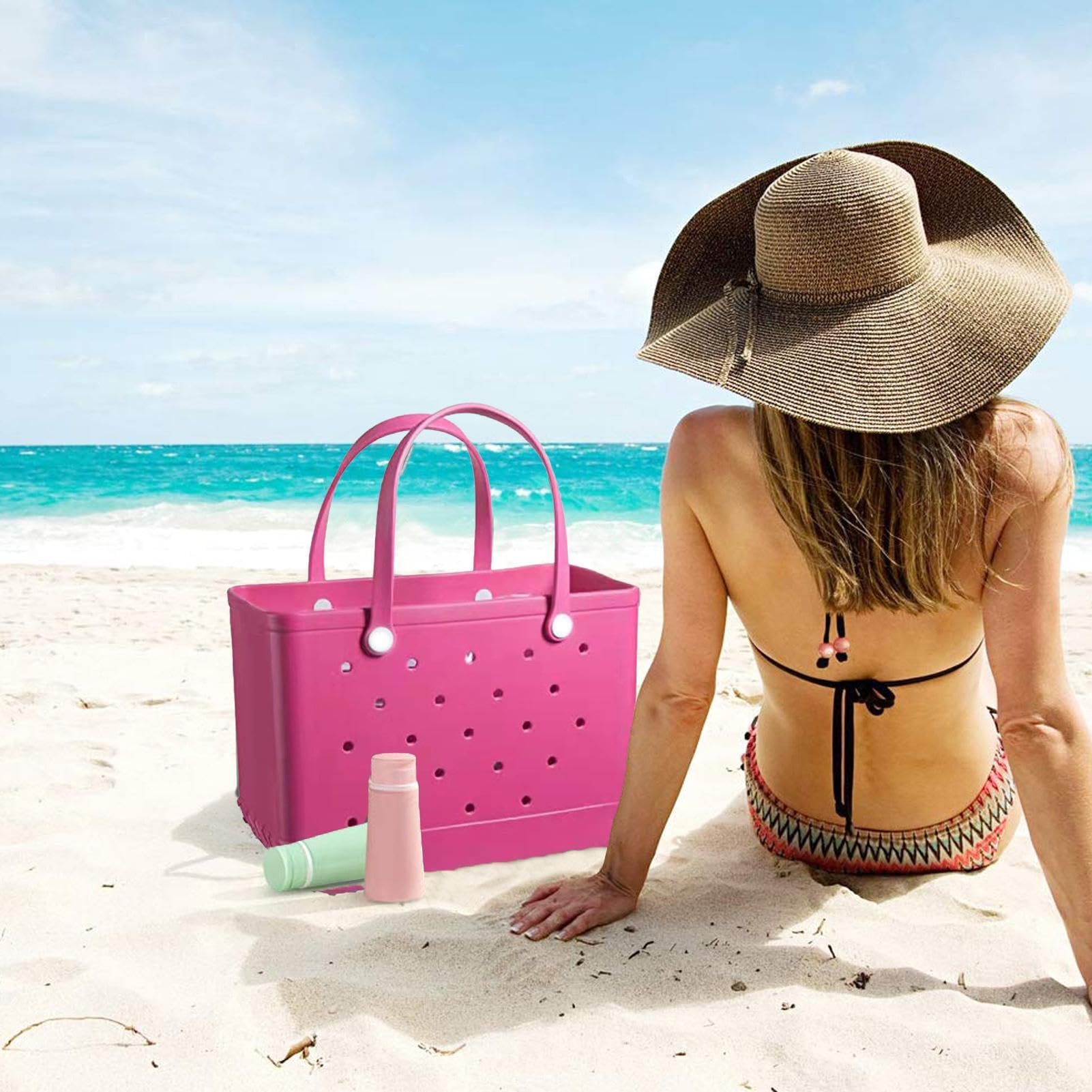 Strandtasche Aus Gummi, Tragetasche Outdoor Einkaufstasche wasserdichte Handtasche Für Reisen, Camping, Sport, Boot, Pool, Fitnessstudio, Markt, Einkaufen