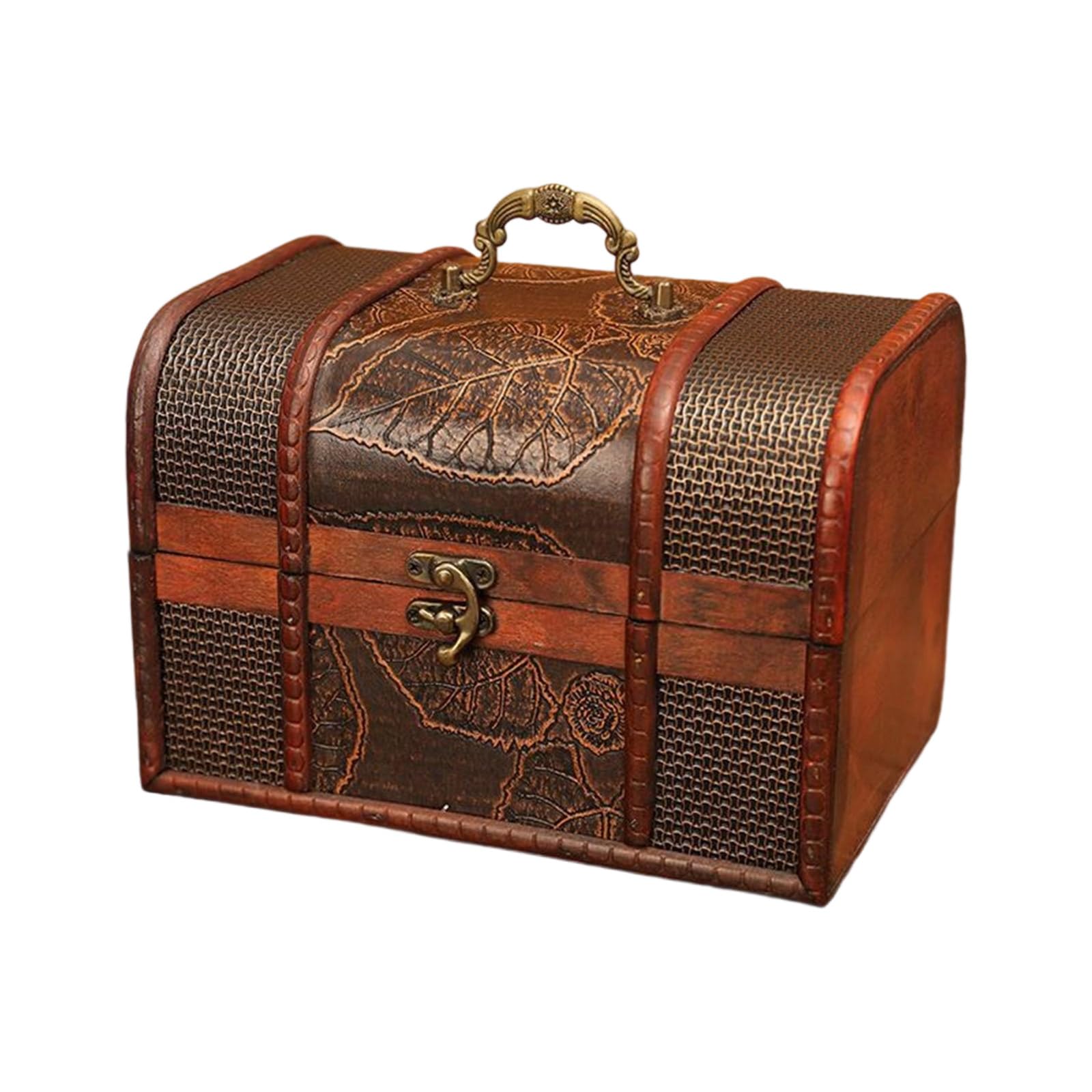 Woedpez Kids Travel Friendly Securable Oaken Jewelry Case Planner Secret Coffer Gift Concept Natural Wood Jewelry Box with Handle