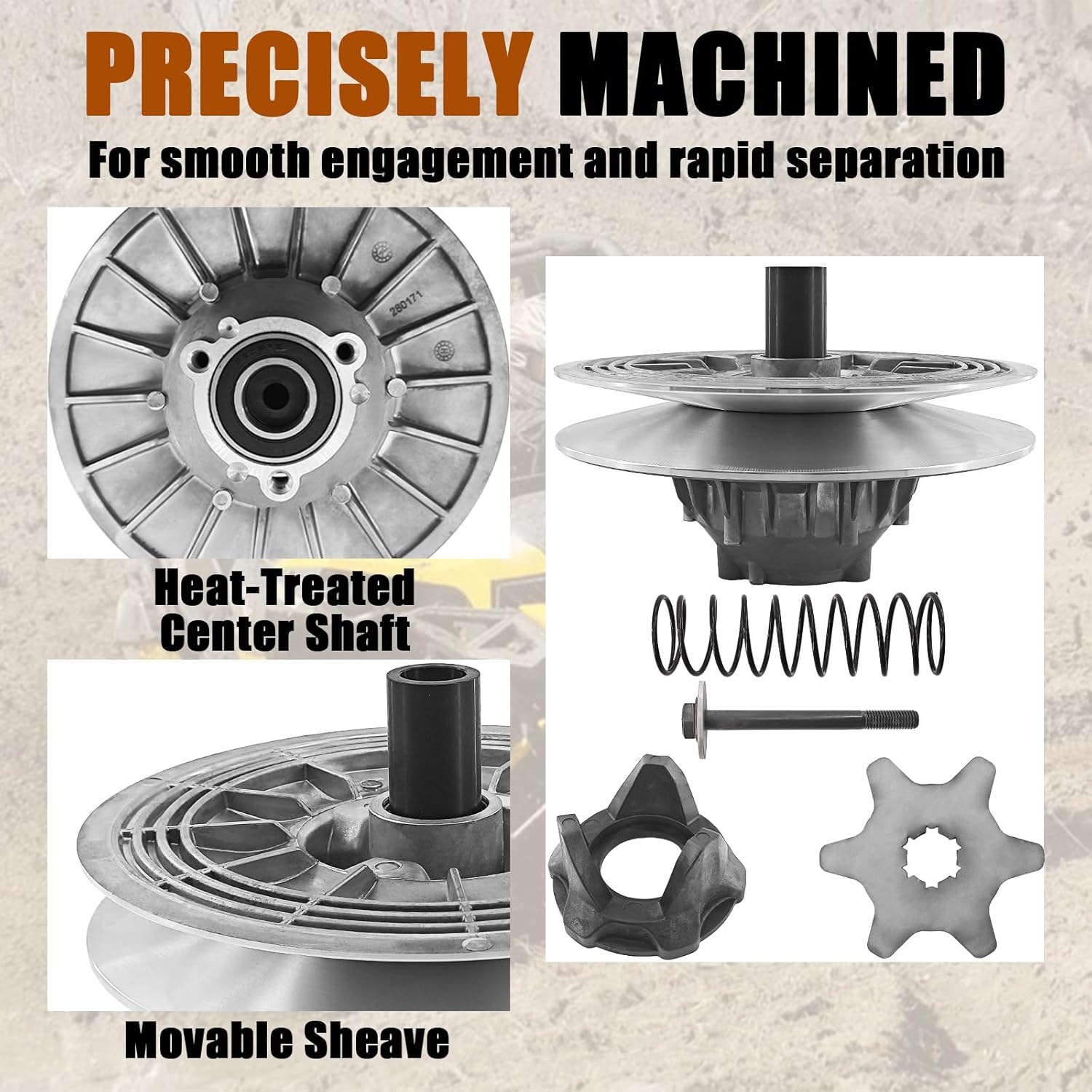 Secondary Driven Clutch Assembly 420280173 420280176 Compatible with Outlander, Bombardier Quest Models, Traxter, C/an-Am Outlander/Commander/Maverick 1000r 4x4 w/Spring and Helix Part 420932421