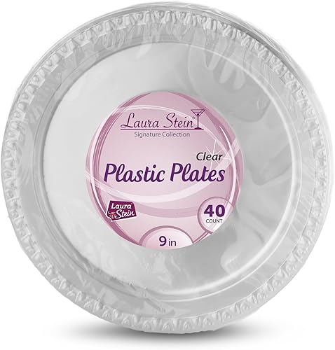 Laura Stein - Platos desechables de plástico transparente de alta calidad, de gran peso, de 9 pulgadas, ideal para bodas, eventos, fiestas,