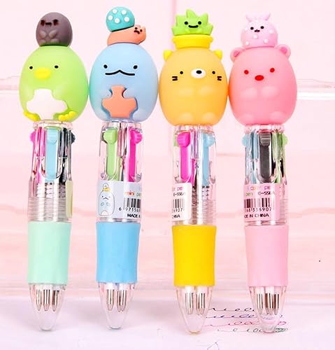 Miniatura 6 de 8 bonitos bolígrafos de animales, 4 en 1, retráctiles, multicolor, bolígrafos multicolor para oficina, escuela, hogar, bolígrafos divertidos para