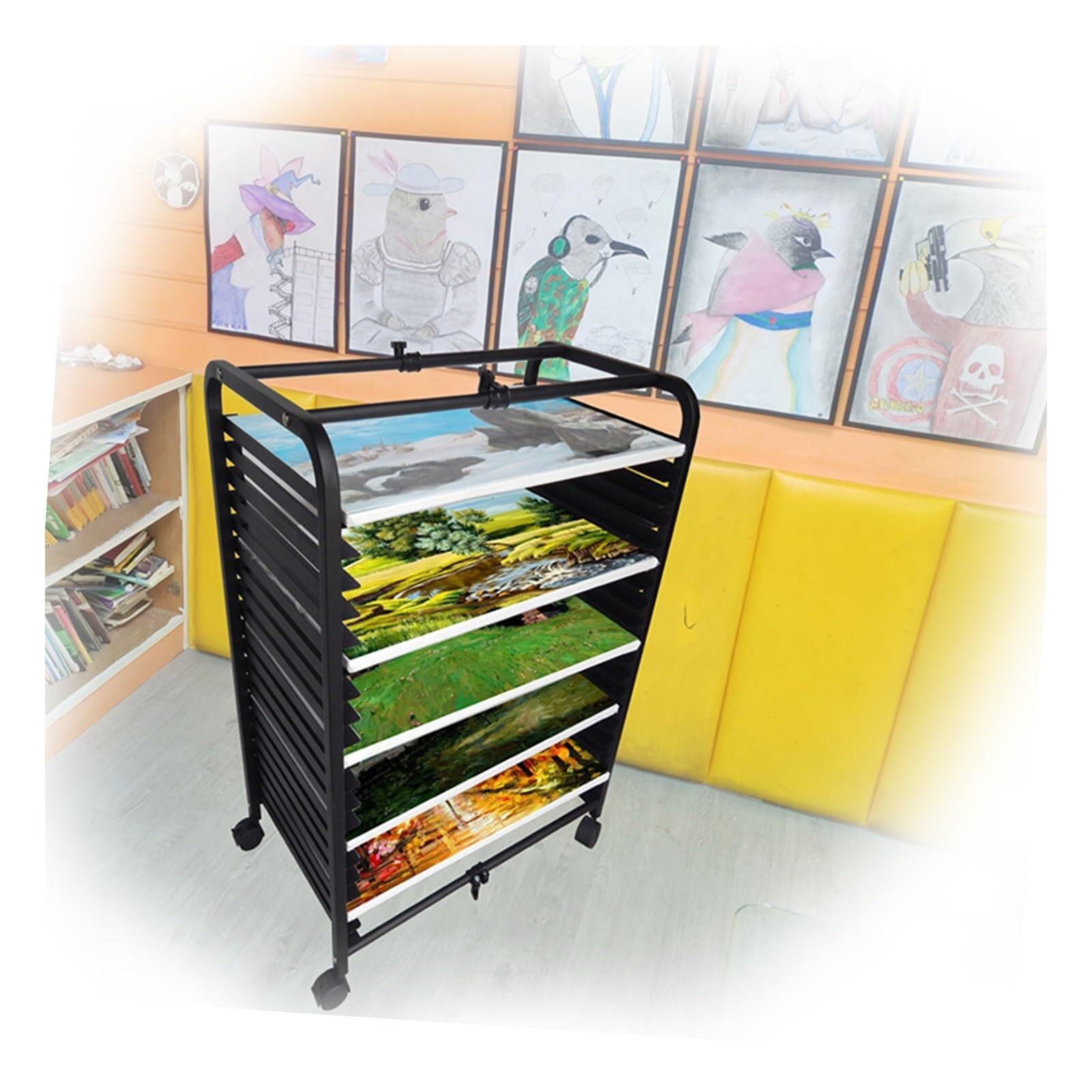 Aioneer Art Drying Rack, Retractable Portable 20-Shelf Artwork Storage, Space-Saving Adjustable Rack For Schools, Classrooms, Studios & Art Clubs
