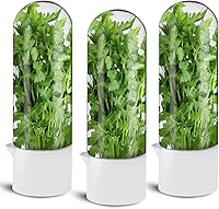 Sibosen 3-Pack Herb Saver for Fridge: Keeps Cilantro, Basil, Mint, Asparagus Fresh 2-3 Weeks - Large Herb Keeper Containers
