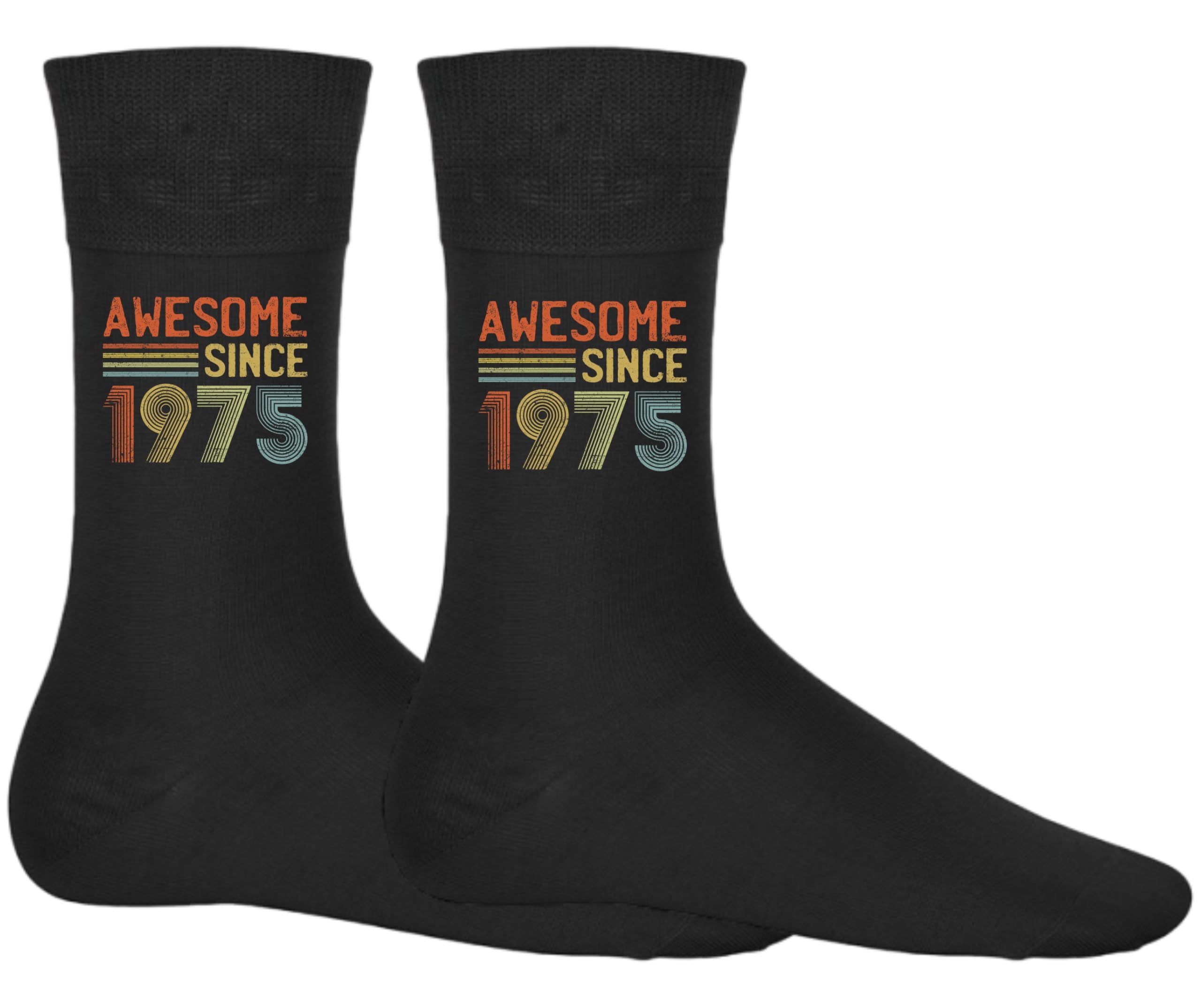 DCG PRINTWEAR 50th Birthday Gag Gift Socks – Born in 1975 Black Socks for Men or Women – Funny Gift for Adults