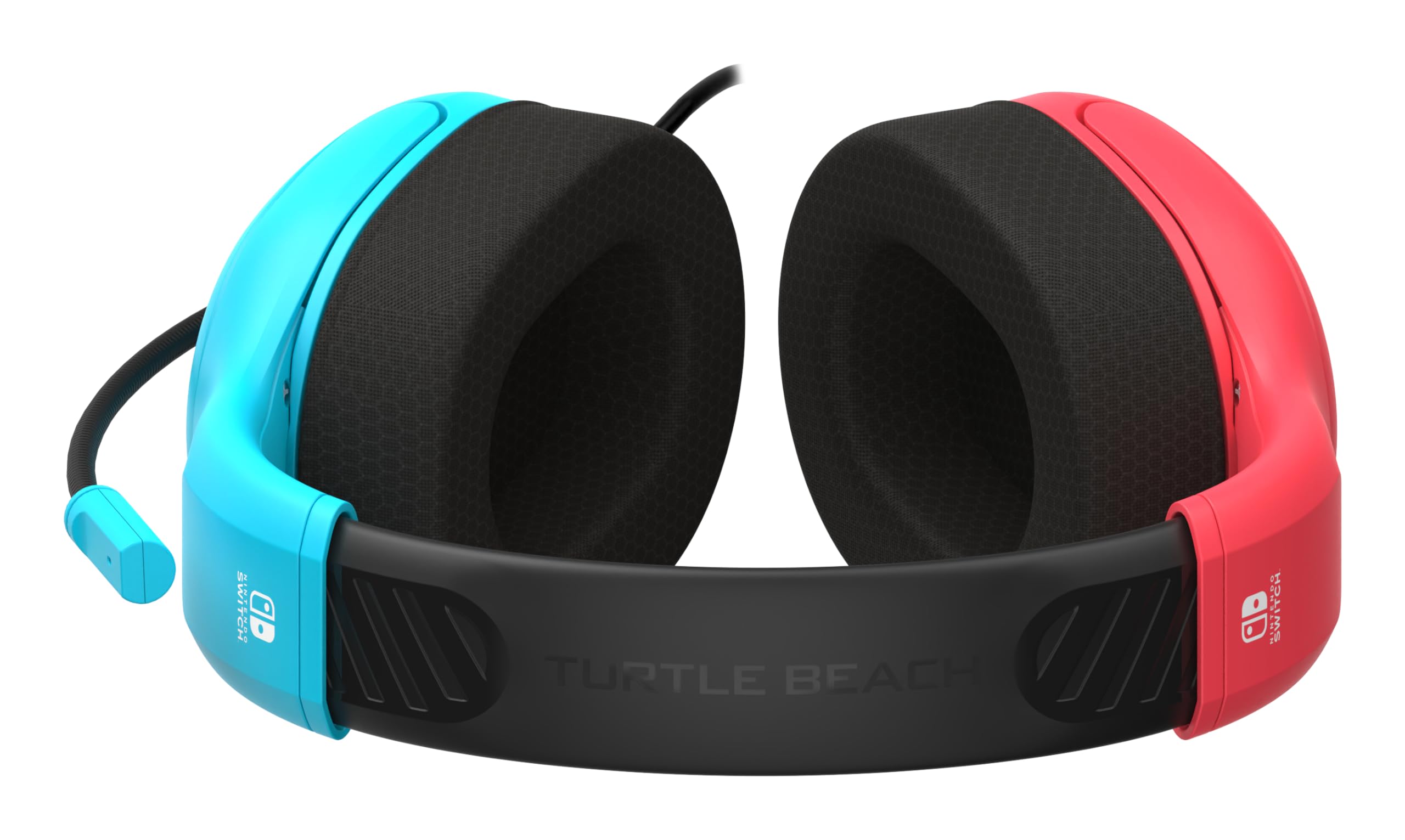 Turtle Beach Airlite Fit Wired Gaming Headset: Officially Licensed for Nintendo Switch, Nintendo Switch 2/Lite/OLED Model - Flip-to-Mute Mic, Over-Ear Comfort Cushions, 40mm Speakers - Neon Blue & Red - Nintendo Switch 2 - Very Good - Used Accessory - Image 4