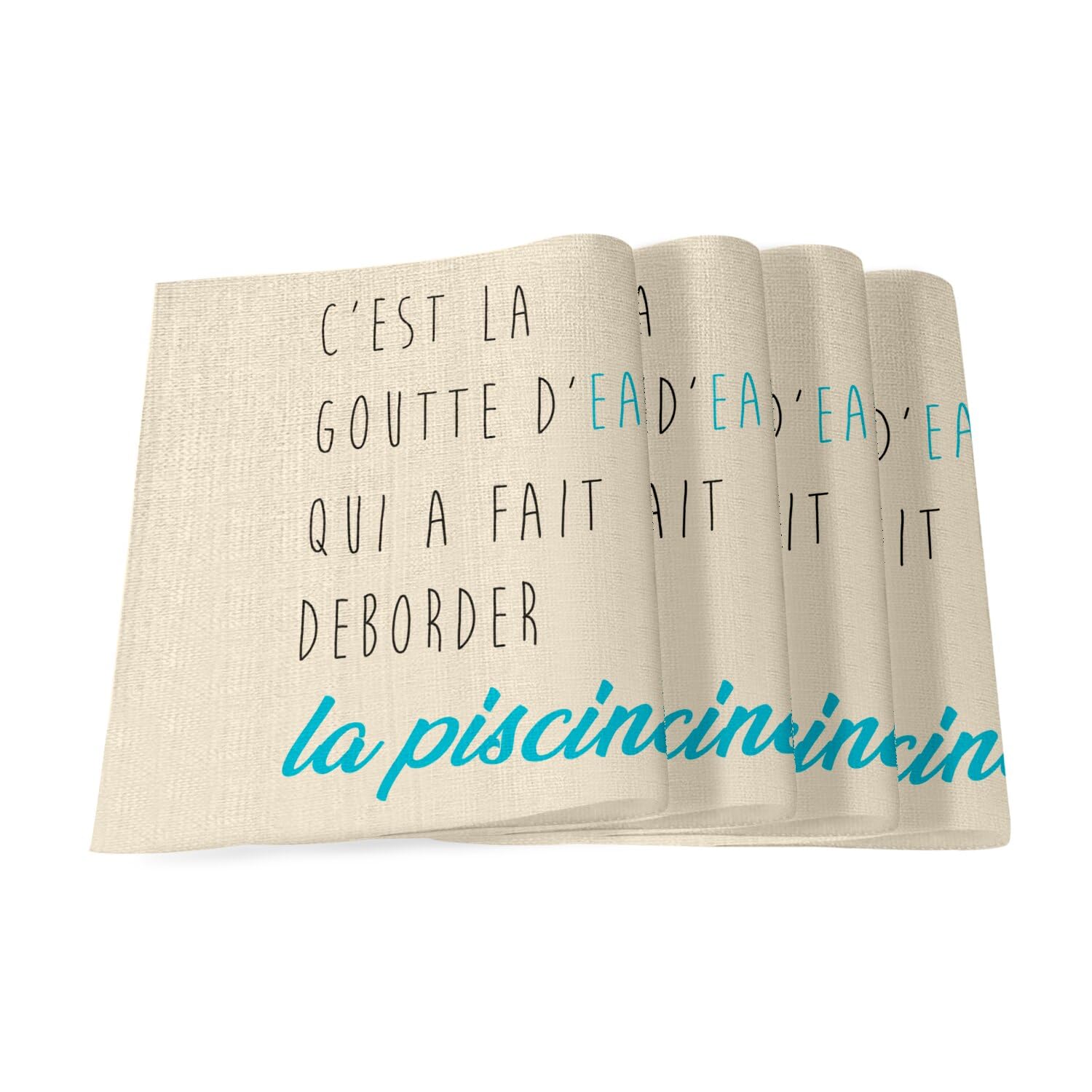 Sets de table en lin lavable grand format protège-table motif piscine lot de 4