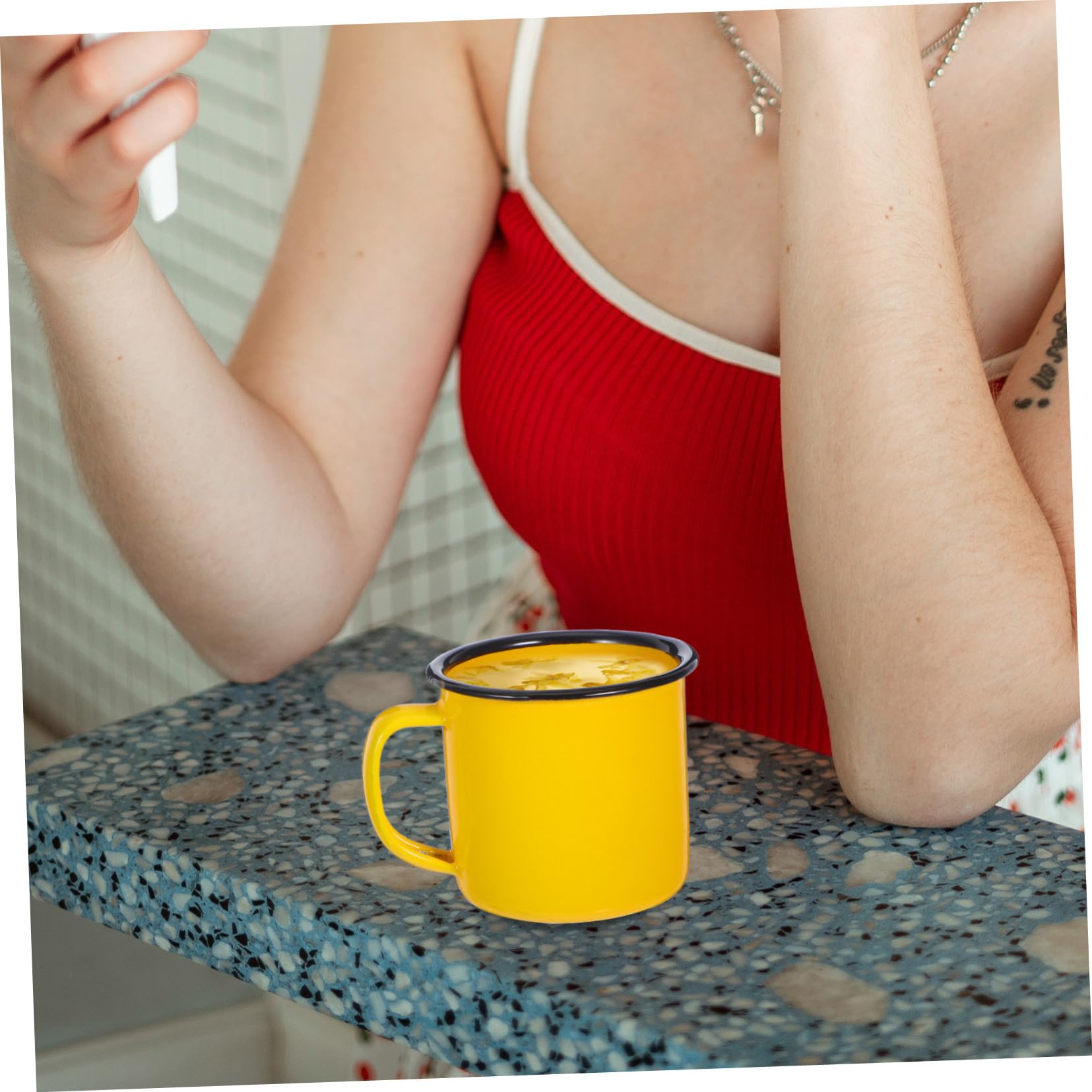 Gadpiparty Emaillierter Kaffee Teebecher im Vintage Stil