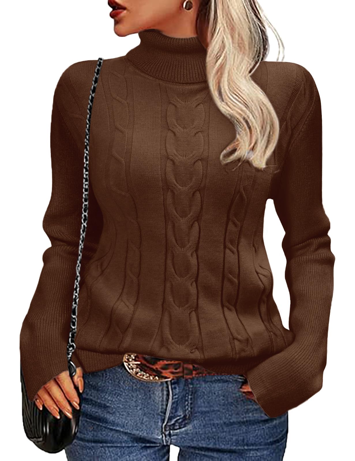 heekpek Maglione Donna Collo Alto Elegante Caldo Maglia Dolcevita Invernale Manica Lunga vestibilità Slim Moda Pullover Maglioni da Donna