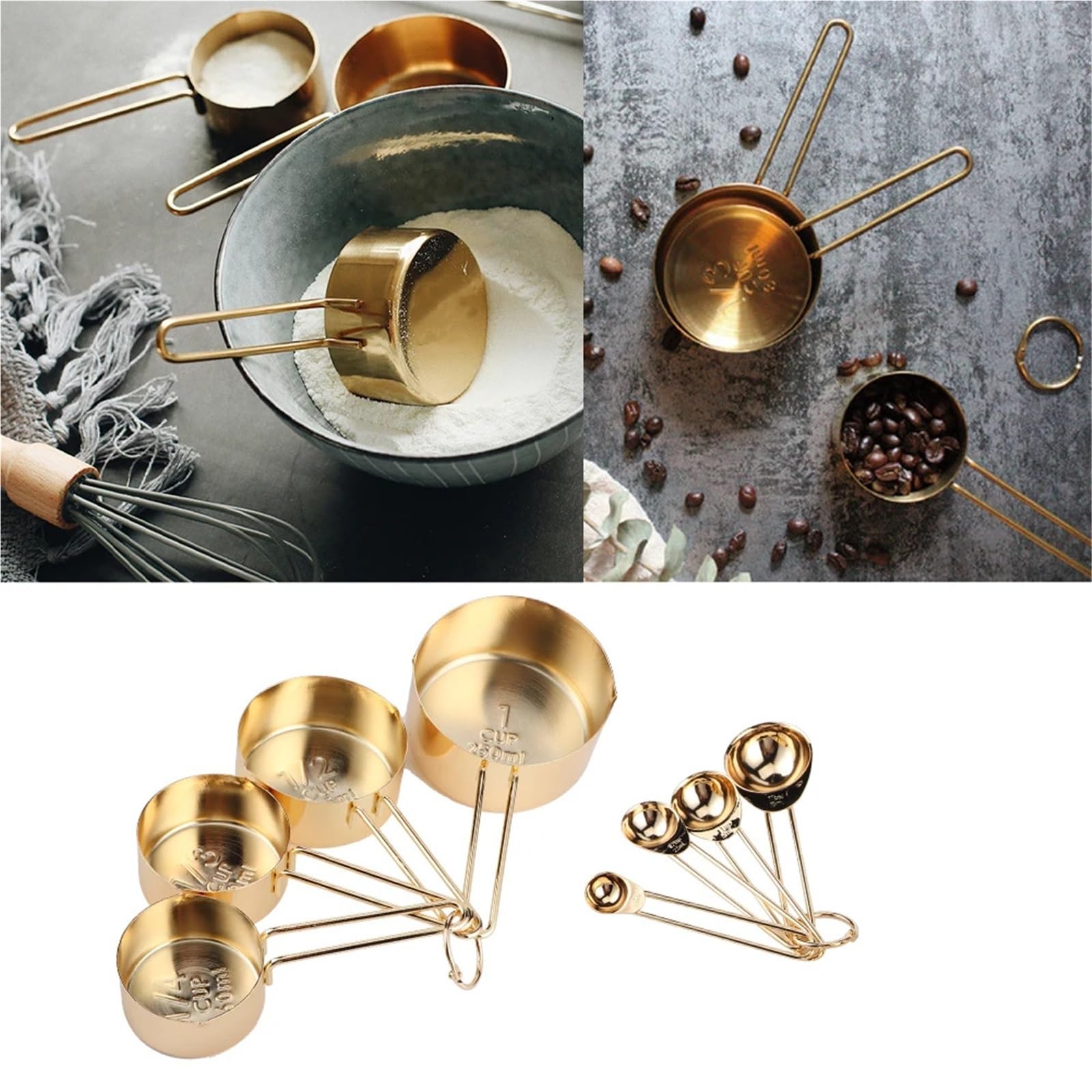 Juego de cuchara taza medidora acero inoxidable 8 piezas