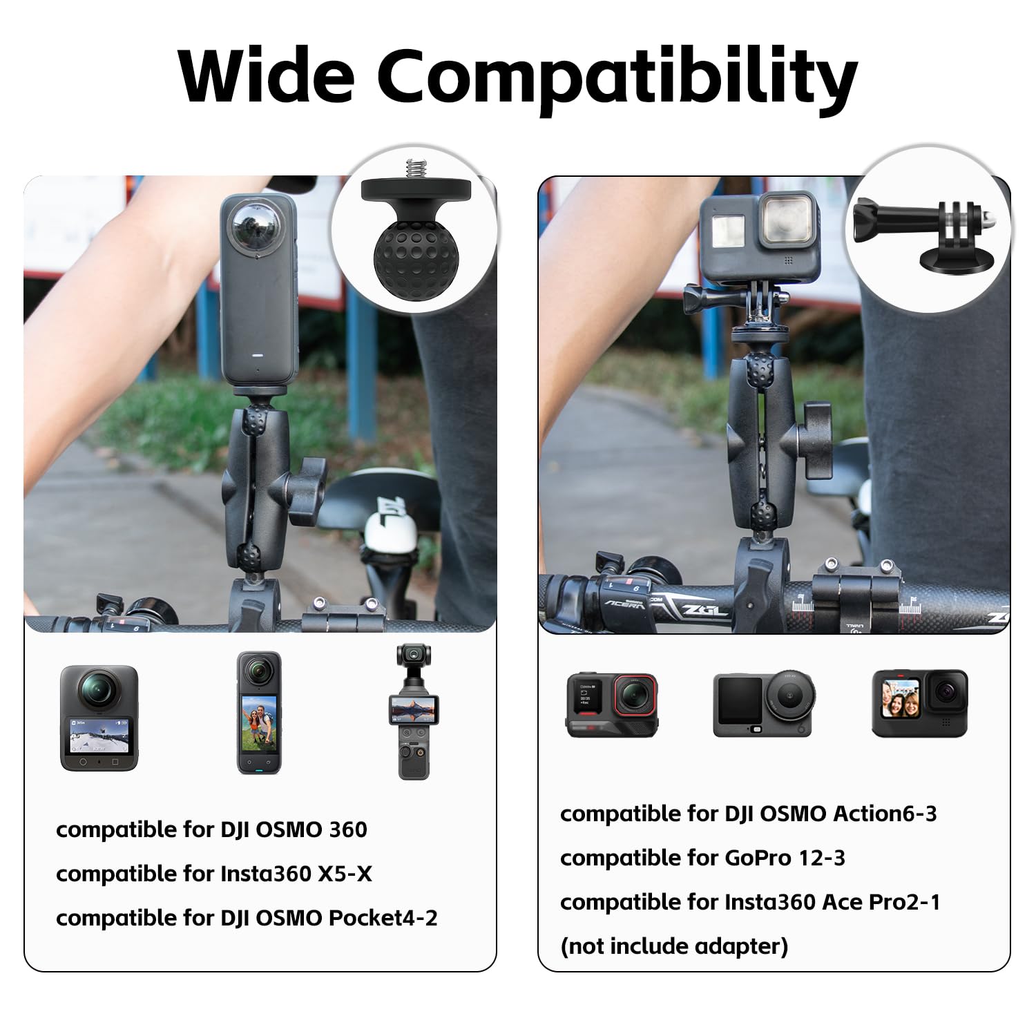 Motorrad-Kamera Halterungs Set mit 43 Zoll Stick Kompatibel mit Insta360 X5-X, OSMO Action 6 Hoch Leistungs-Fahrrad Lenker Halterung Kompatibel mit GoPro ATV UTV Fahrrad Fahren Moto Vlogging-Gold | Fahrrad Lenker Halterung Mit 43" Verlängerungsstab Kompat