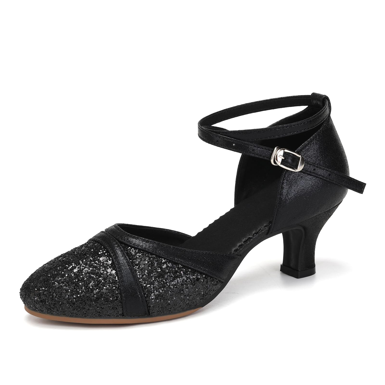 Uonpie Vrouwen Latijnse Salsa Dansschoenen Gesloten Teen Zwart Latin Lage Hak Tango Salsa Party Cha-cha Wedding Dancing Schoenen, 36 EU