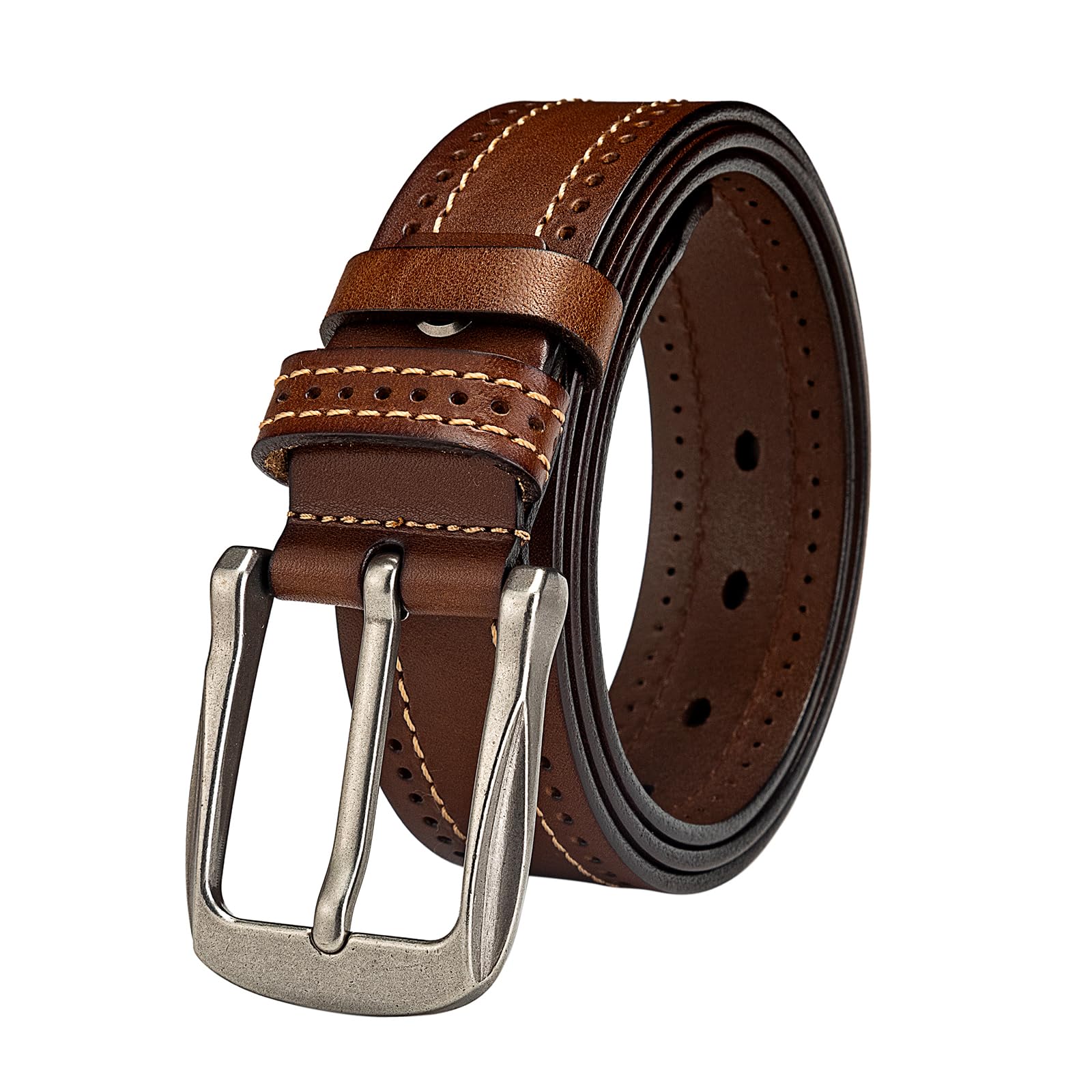 Luxury Full Grain Genuine Leather Belt Men Gift, 1.5" Wide Vintage Real Leather Western Cowboy Men's Belts