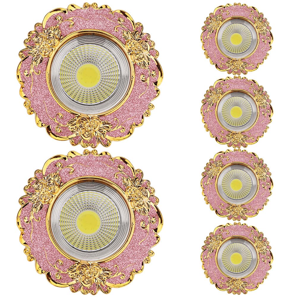 ASerZenith 3-Color Dimmable Round Pink Led Spotlight - 6 Pack Recessed Downlight With Baffle Trim For Ceiling Light Fixtures, Panel Light, And Spotlight Use, For Girls' Room,Spotlights-3W