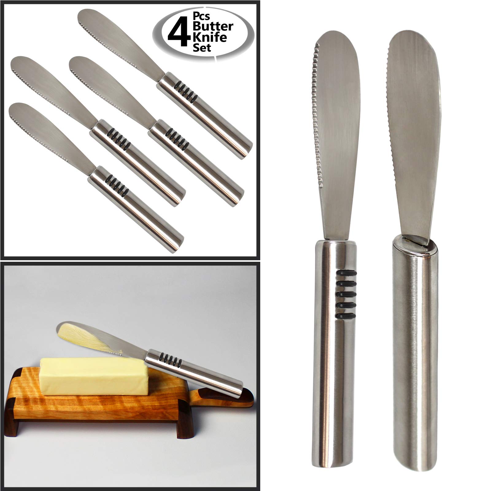Buy Stainless Steel Butter Knives Set of 4 Deluxe Spreader Knife Set