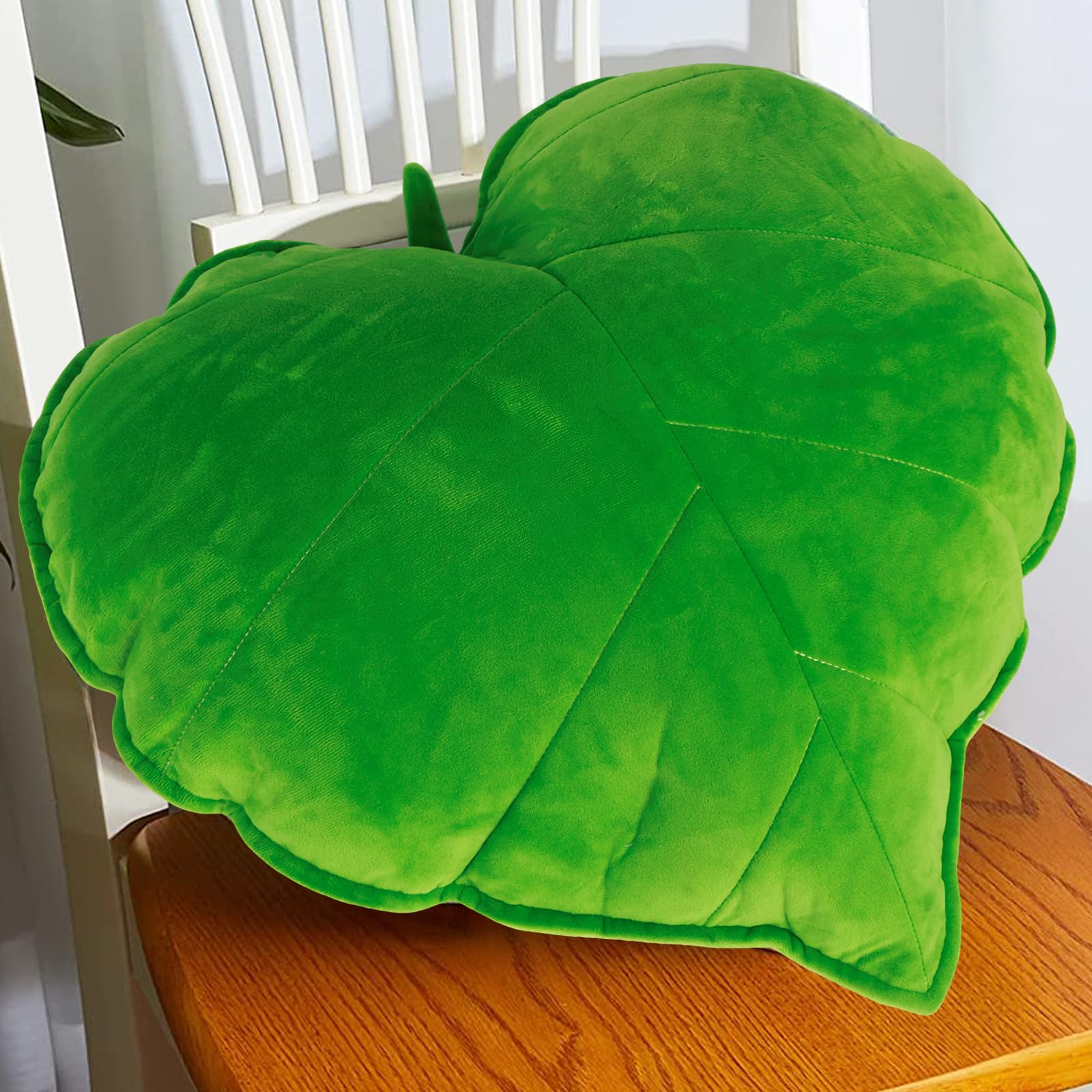 Guijzsltrg Grass Green 3D Leaf Throw Pillow Decorative Plant Sofa Pillows Soft Plush Leaf Shaped Cushion Novelty Plush Backrest Pillow Comfortable For Bedroom Sofa Living Room 50X50cm