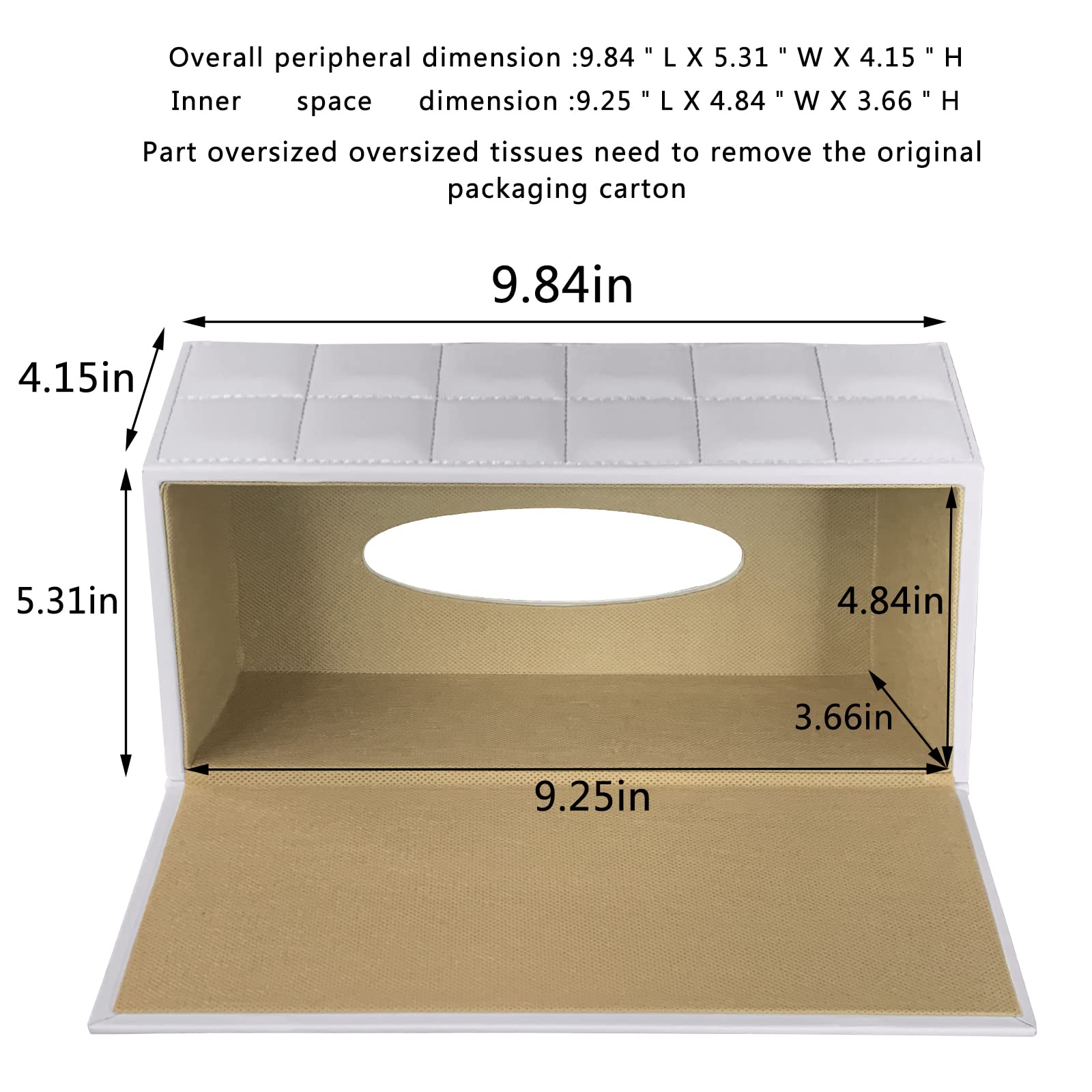 Contenitore Portafazzoletti Rettangolare In Pelle Sintetica - Con Fondo Magnetico - Elegante Per Casa, Ufficio, Auto