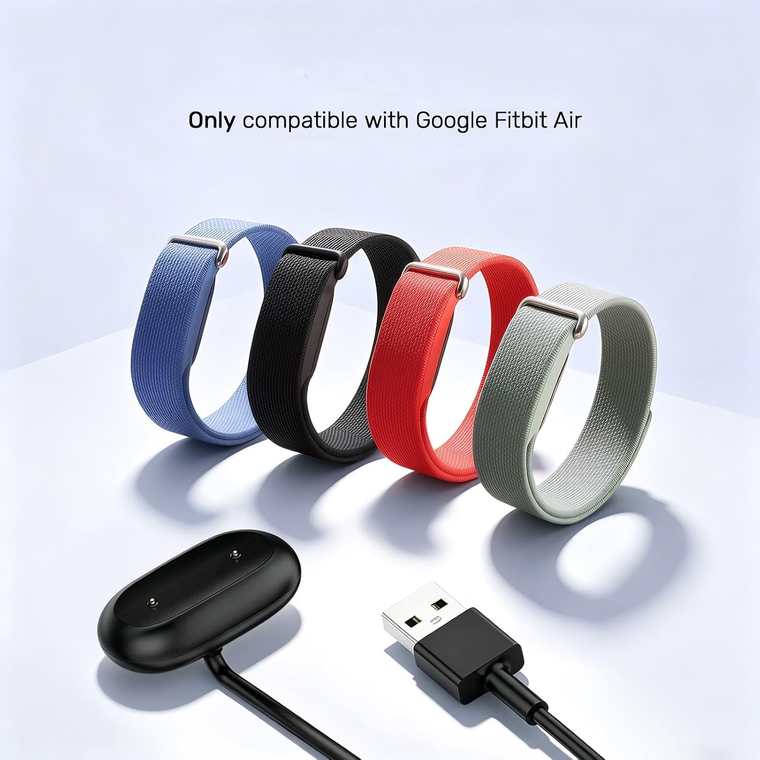 AWINNER Compatible for Google Fitbit Air Charger Cable 2 Pack (Black)