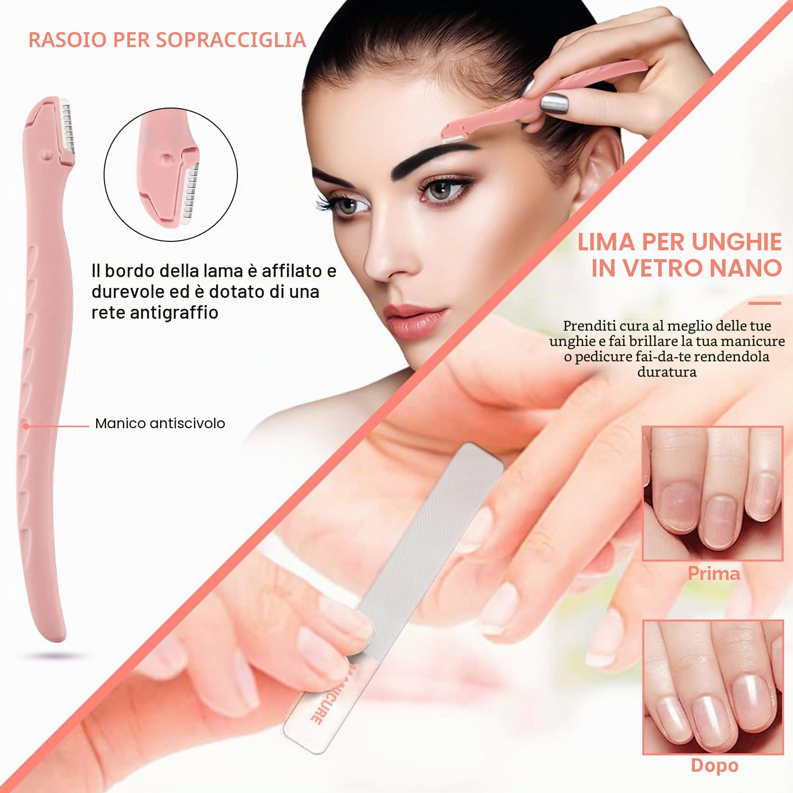 Tagliaunghie Set Professionale - Grooming Kit Strumenti per Manicure e Pedicure 18pcs con Lussuosa Custodia da Viaggio in Pelle (Rosa)