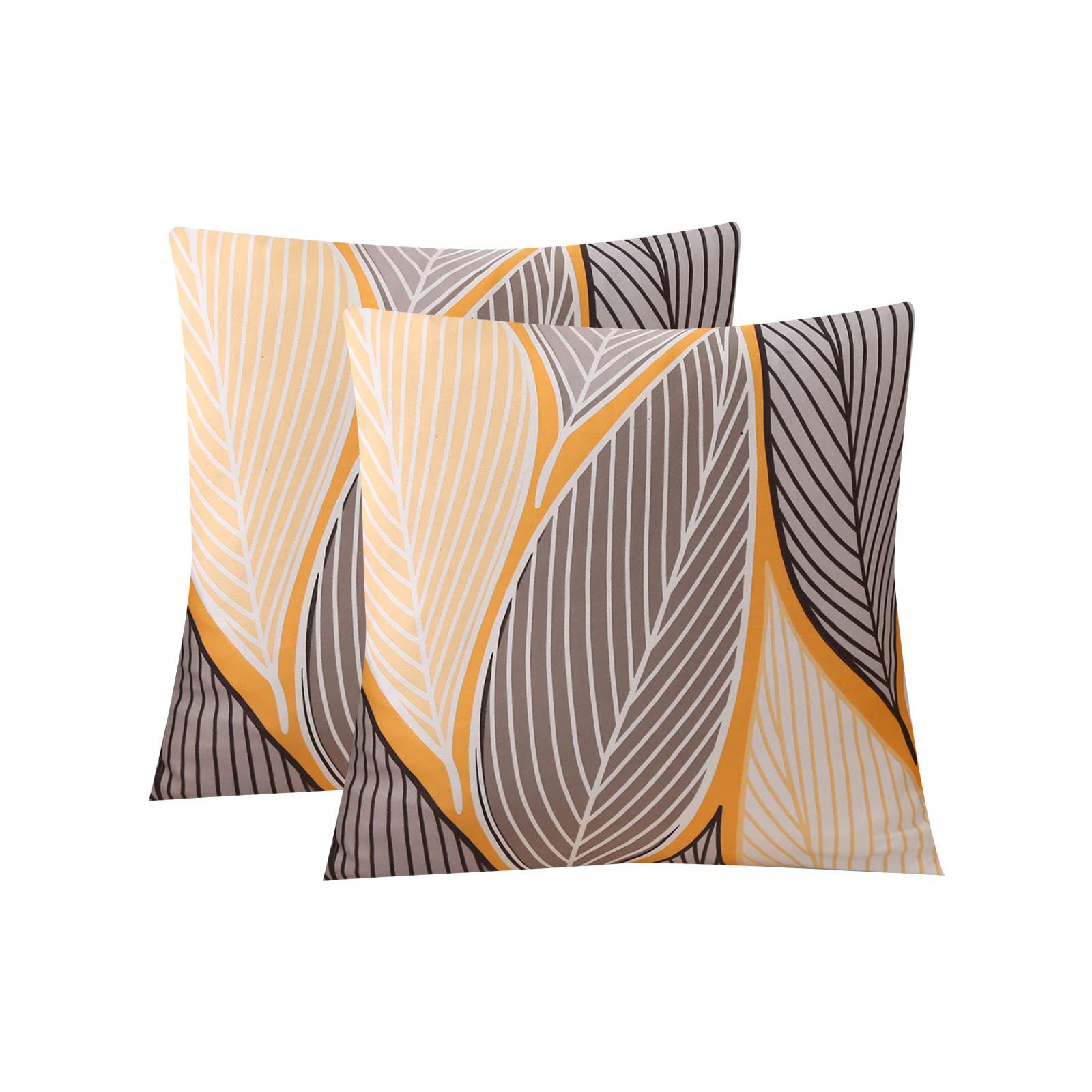 Jaotto Federe Confezione da 2 Federe Cuscini Divano Decorativi Fodere Quadrati Spandex 45x45cm Cuscino Copricuscini per Soggiorno Camera da Letto Casa(Foglie Gialle,Set di 2)