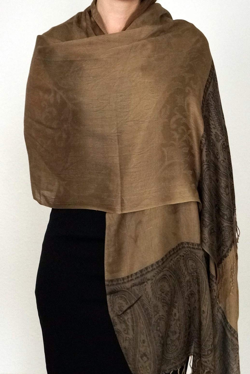Handgewebter Kaschmir Schal in Walnussbraun Farbe für Klassische Damen mit klassischen Outfits und geschmack - 75cm x 200cm