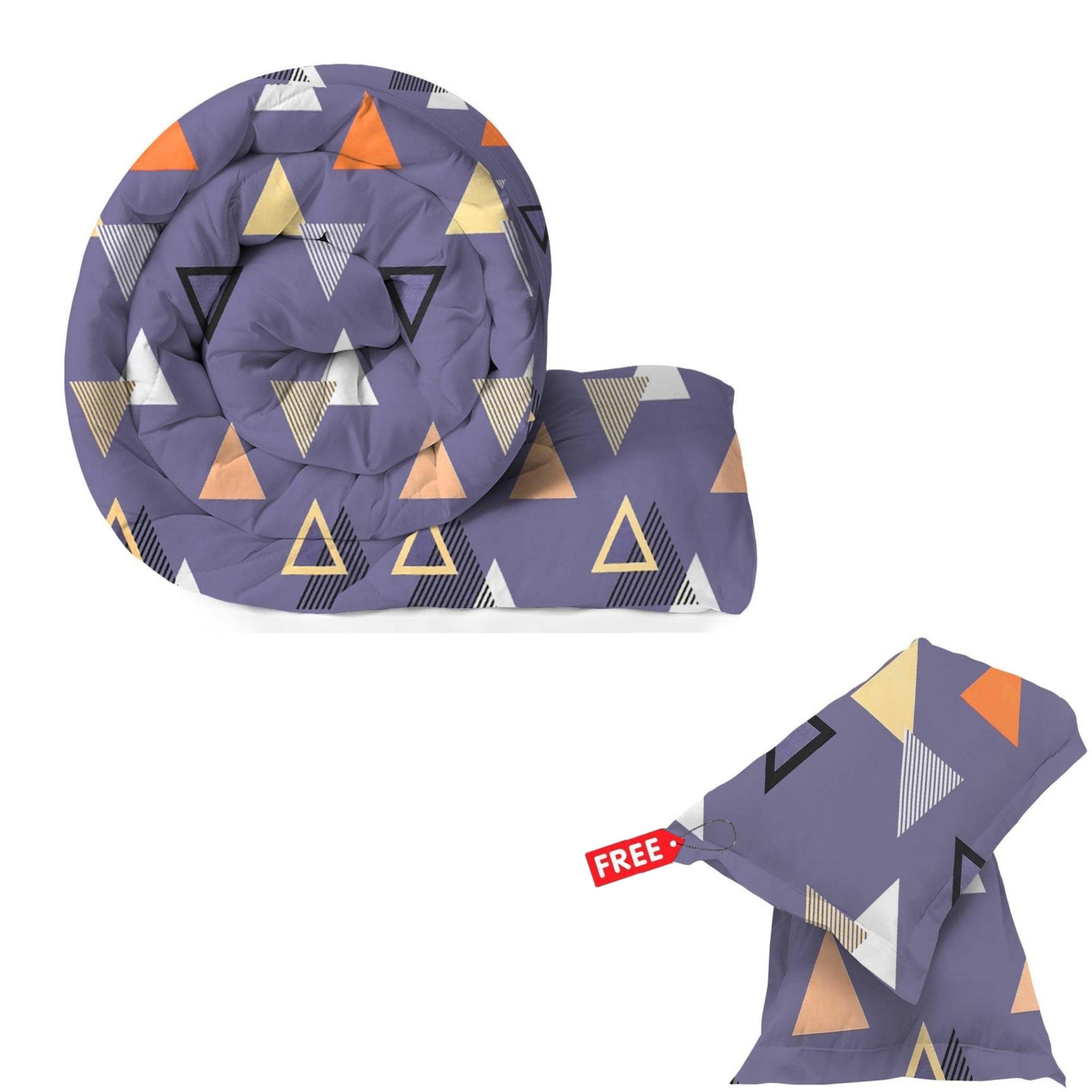 VAS COLLECTIONS 220 GSM Microfiber Reversible AC Comforter/Blanket for Winter/Quilt/Duvets for Single Size Bed with Free 2 Pcs Pillow Covers (240X152 cm - Blue & Orange)