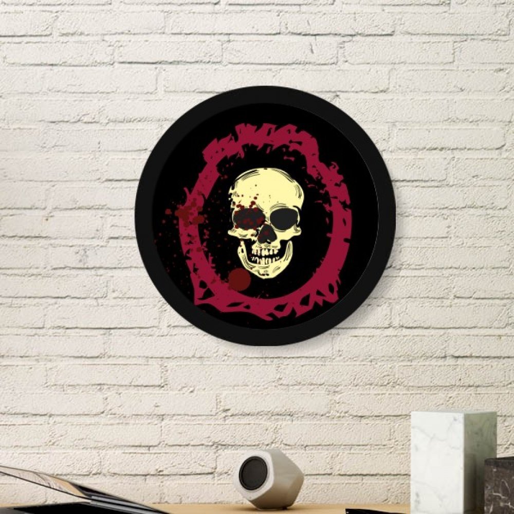 Ronde image crâne Halloween cadre noir : Idée cadeau déco originale