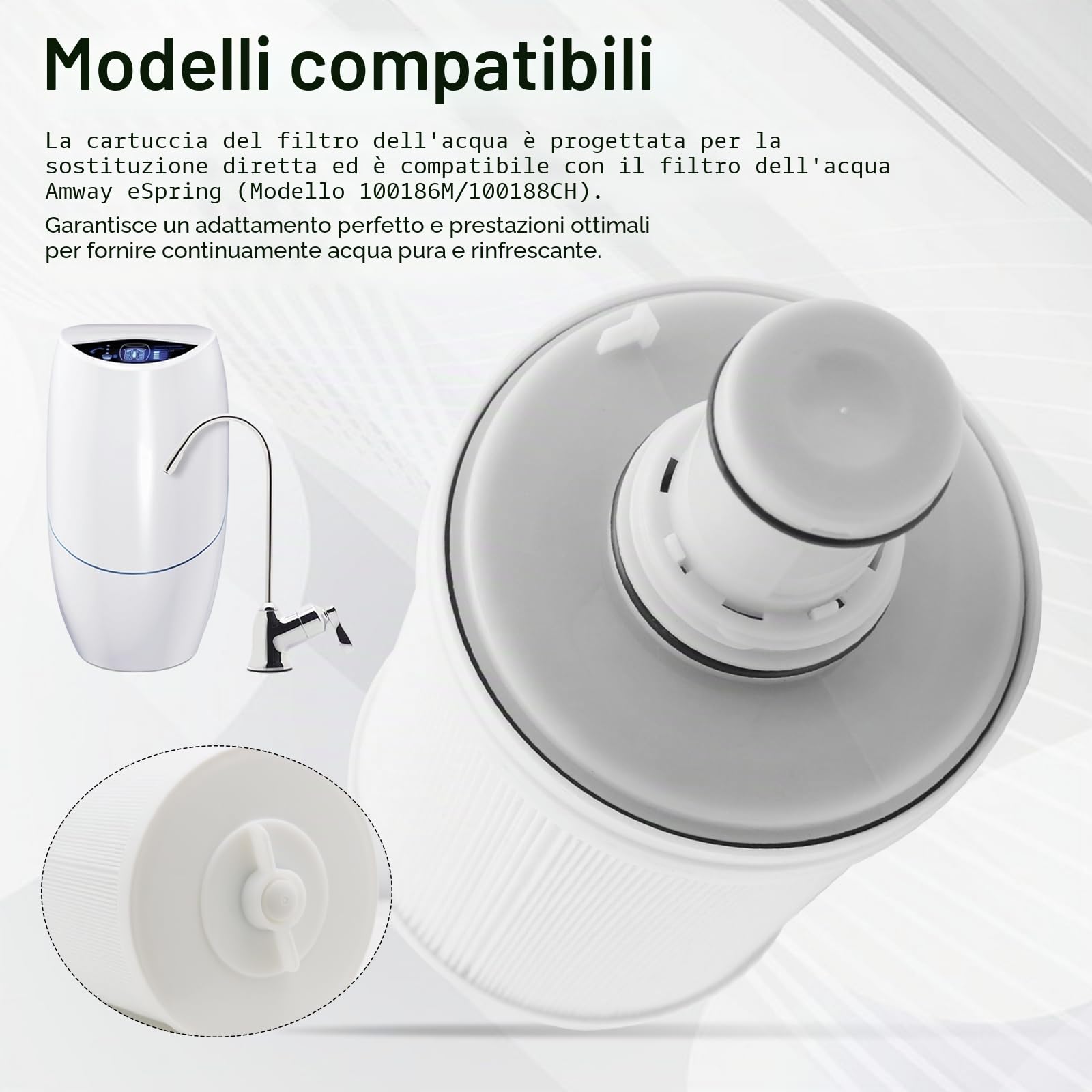 Filtro dell'acqua di ricambio compatibile con Amway espring 100186M/100188CH, pre-filtro HEPA a carbone attivo filtrante cartucce filtro acqua migliore qualità dell'acqua