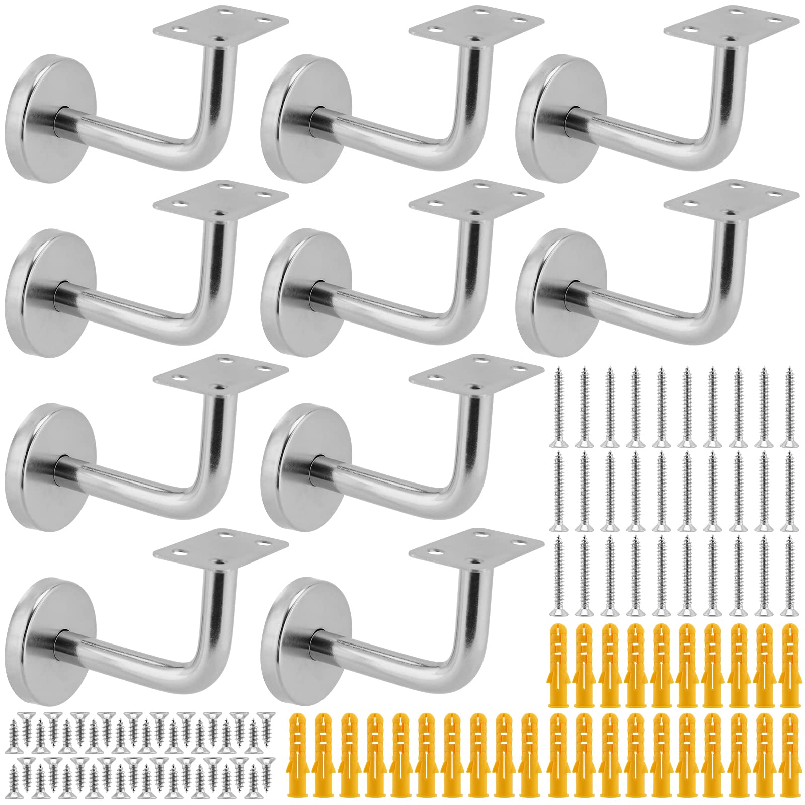 Muklei 10 Pcs Stair Handrail Brackets Stair Rail Brackets Stainless