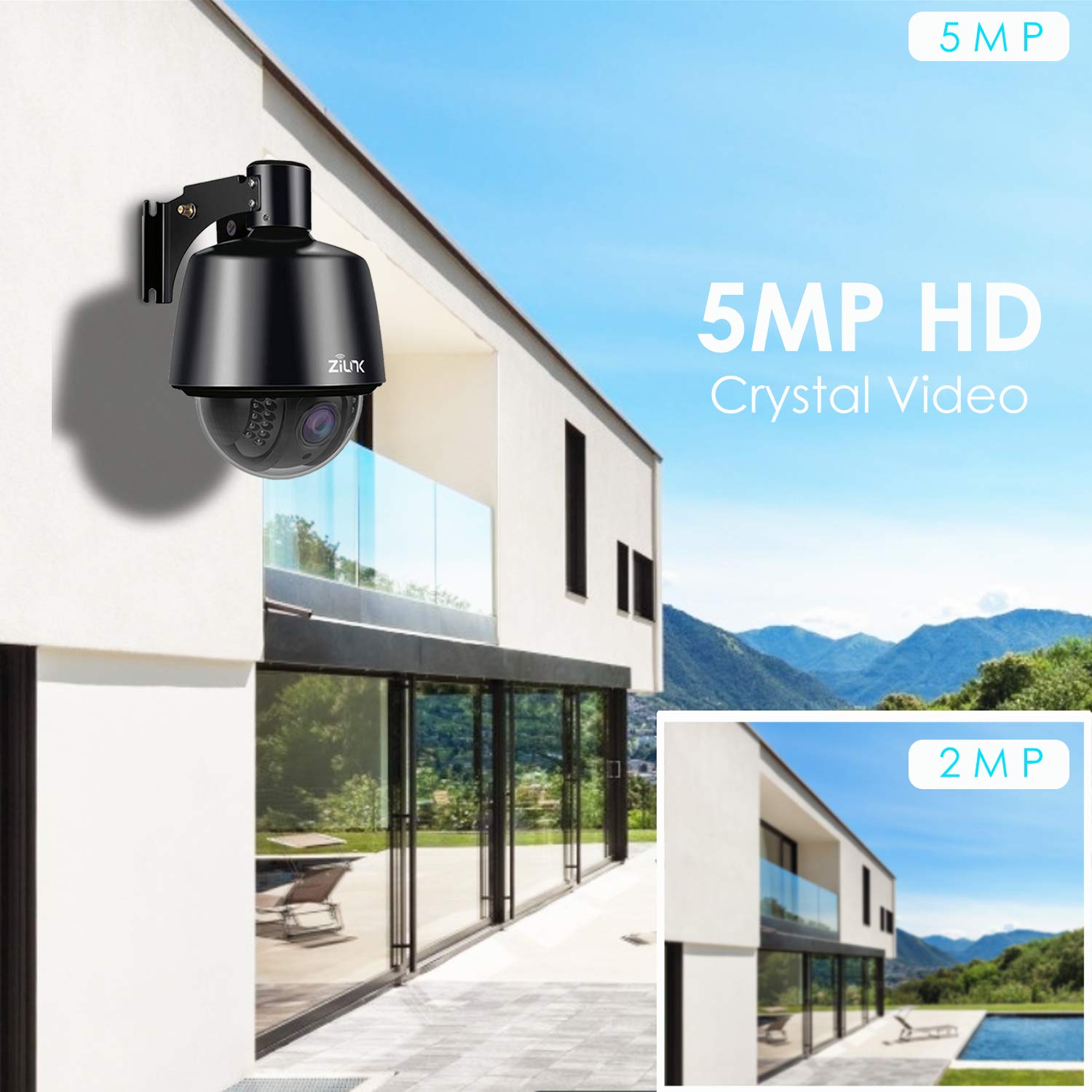 Telecamera IP Per Esterno PTZ Full HD 1080p Wireless Visione Notturna Audio IN/OUT Per Videosorveglianza, Allarme Movimento Telecamera IP Per Esterno PTZ Full HD 1080p Wireless Visione Notturna Audio IN/OUT Per Videosorveglianza, Allarme Movimento