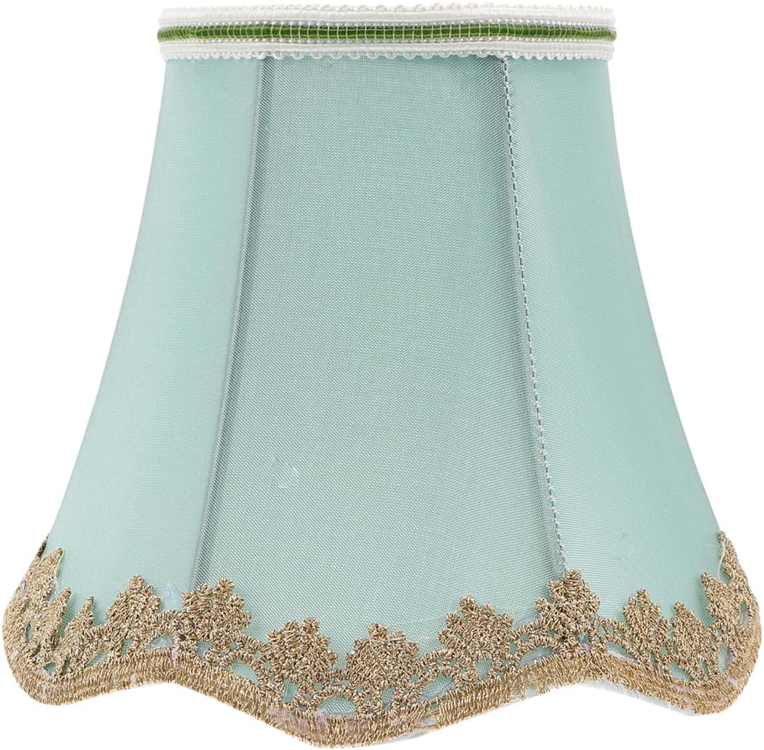 Baluue Small Clip On Lamp Shade, Lace Fabric Chandelier Shades, Vintage Victorian Bell Lampshade Cover for Wall Sconces Candlestick Table Lamp, Mini Light Fixture Replacement Accessories