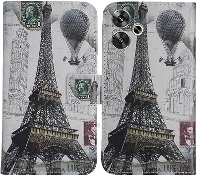 Eiffel Tower Stain Resistant Pouch, Stylish, Cover Case, Silicone TPU Silicone Stand, Leather, Synthetic Leather, Card Storage, Wallet, Case, Notebook-type, Compatible with Xiaomi Redmi