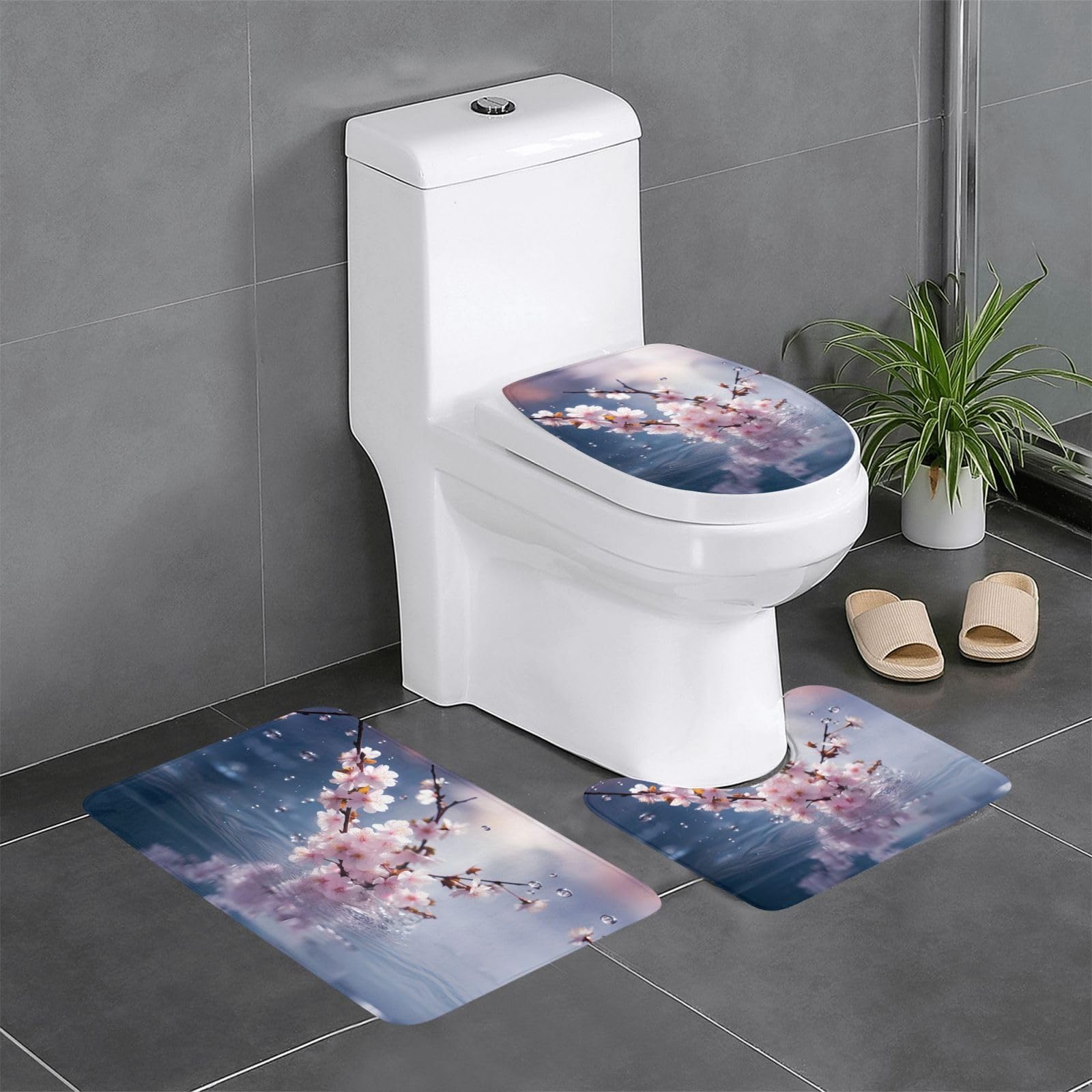 Tapis de salle de bain fleurs de cerisier pour sublimer votre coiffeuse