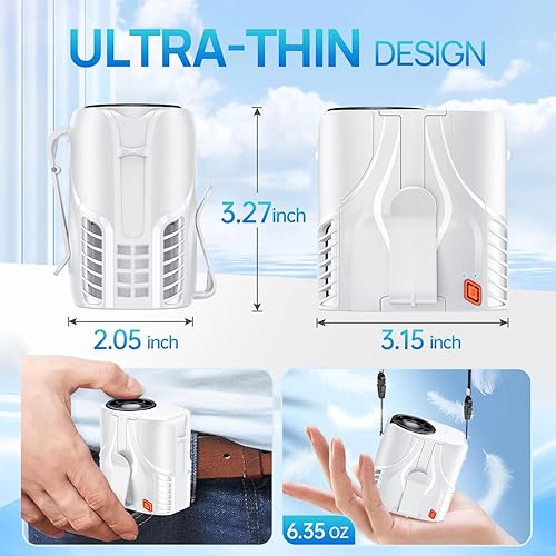 Miniatura 4 de Ventilador de cintura personal portátil 2025 y ventilador de cuello, motor sin escobillas de 14000 RPM, recarga de 40 horas de funcionamiento