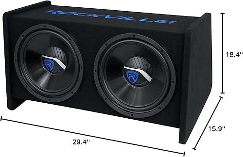 Miniatura 10 de Rockville RV1212P - Subwoofers de audio para automóvil duales de 12 pulgadas y 1200 W en caja de subcaja ventilada, color negro