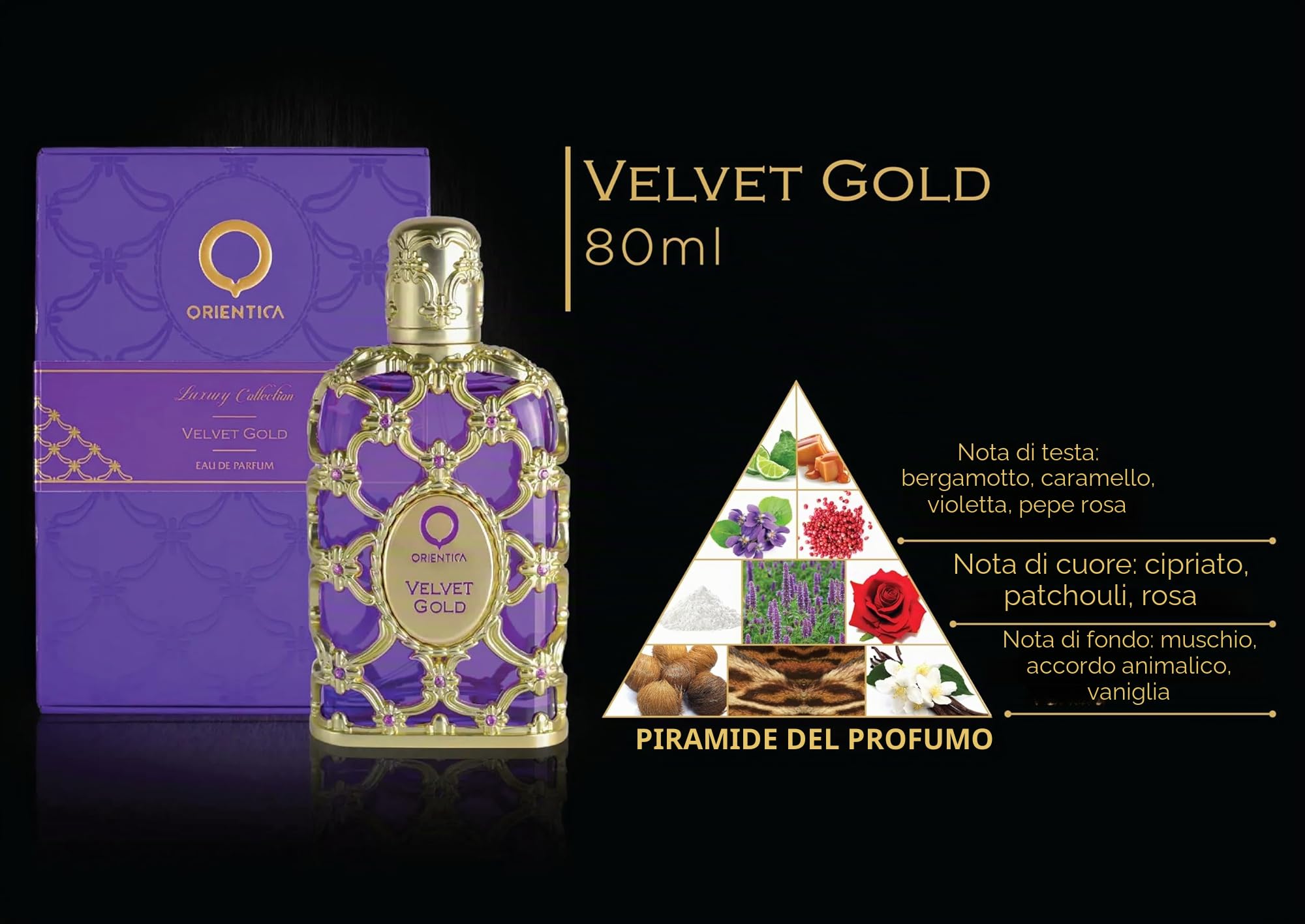 Orientica Velvet Gold 80ml Eau de Parfum | Lussuosa fragranza araba unisex | Profumo premium Oud e vaniglia per uomo e donna | Profumo quotidiano di lunga durata | Occasioni speciali e regali
