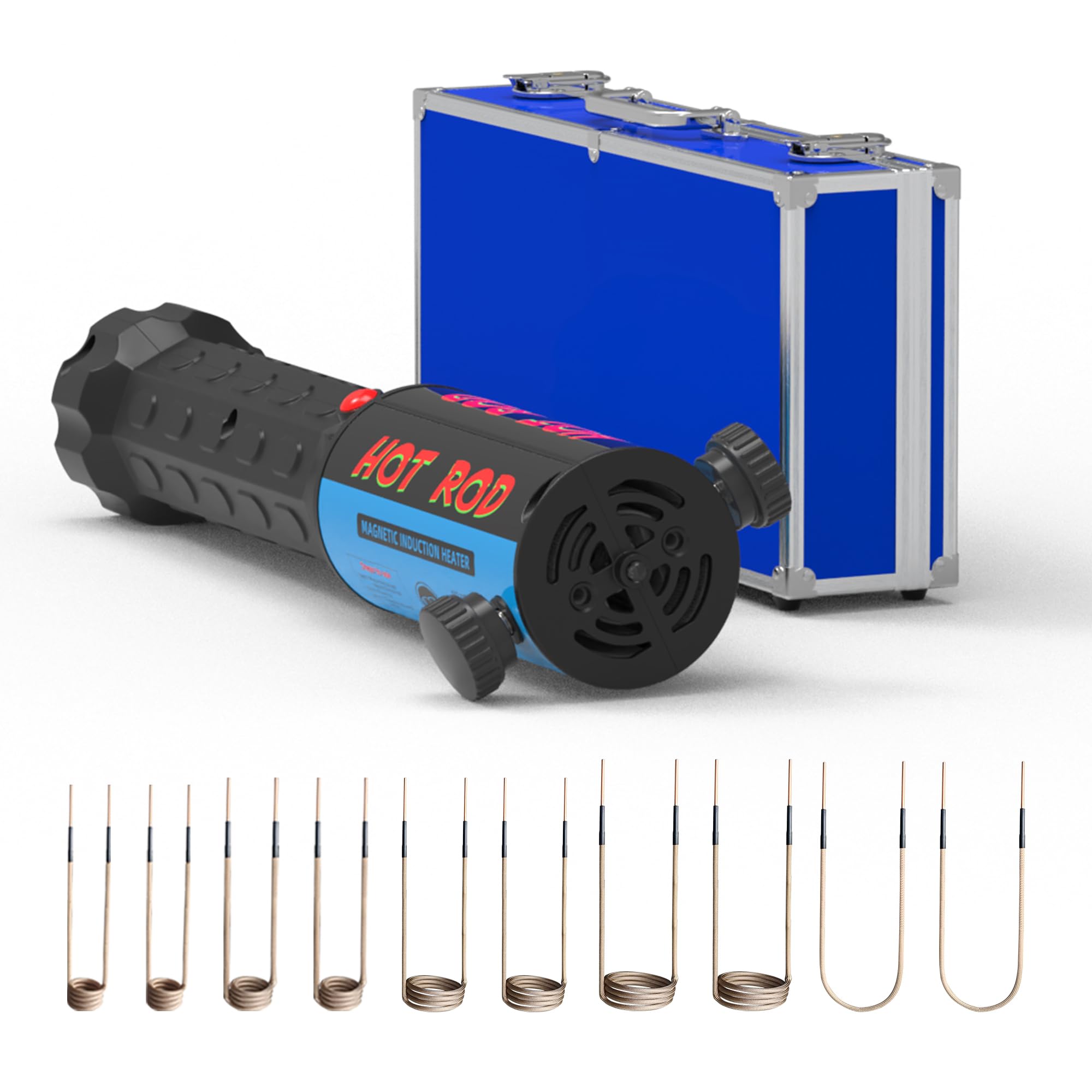 Juego de herramientas de calentador de inducción, 110 V, 1200 W, azul, 10 bobinas, dispositivo de mano para metalurgia para quitar piezas atascadas, equipo eficiente para entusiastas del