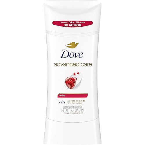 Dove Advanced Care Antiperspirant Deodorant Stick Revive to help skin barrier repair after shaving by boosting skin's ceramide levels 72 hour odor control and all-day sweat protection 2.6 oz