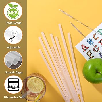 5 PCS Reusable Straw with 2 Brushes and 2 PCS Water Boot for Water Flask, Easy To Clean and Install