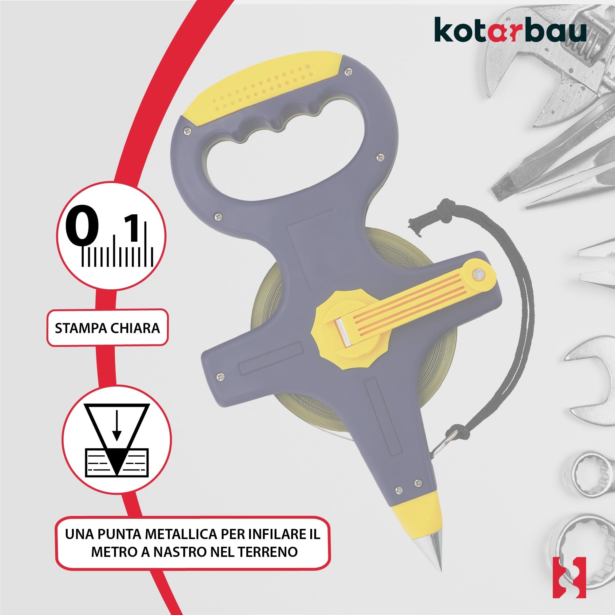KOTARBAU® Metro a nastro in acciaio, 50 m, colore: blu