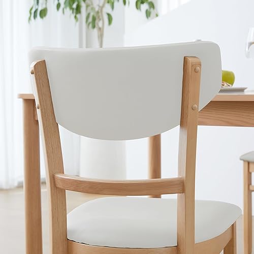 Miniatura 7 de Livinia Bay - Juego de 2 sillas de comedor tapizadas de piel sintética de roble malasio, sillas laterales curvadas con respaldo (natural)