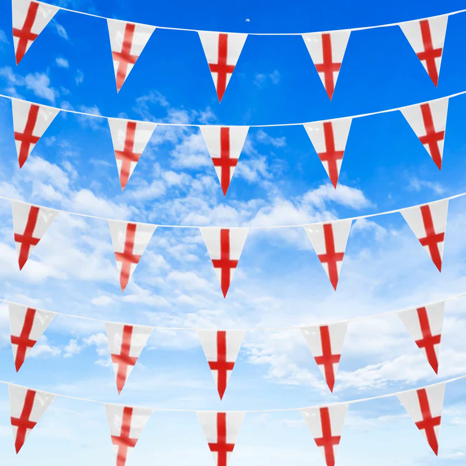 10M England Wimpelkette Dreiecksfahne St. Georg Banner Langlebig